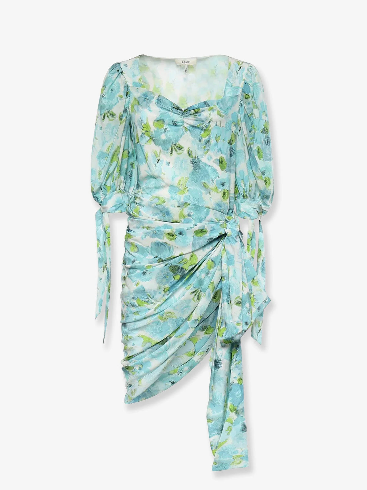 Silk dress with multicolor floral print