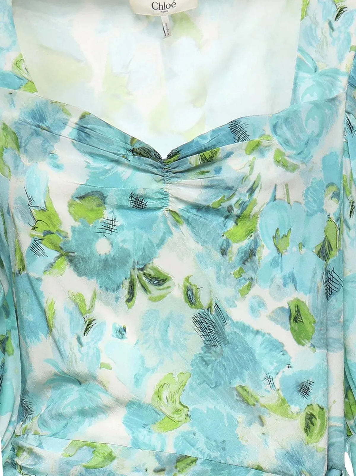 Silk dress with multicolor floral print