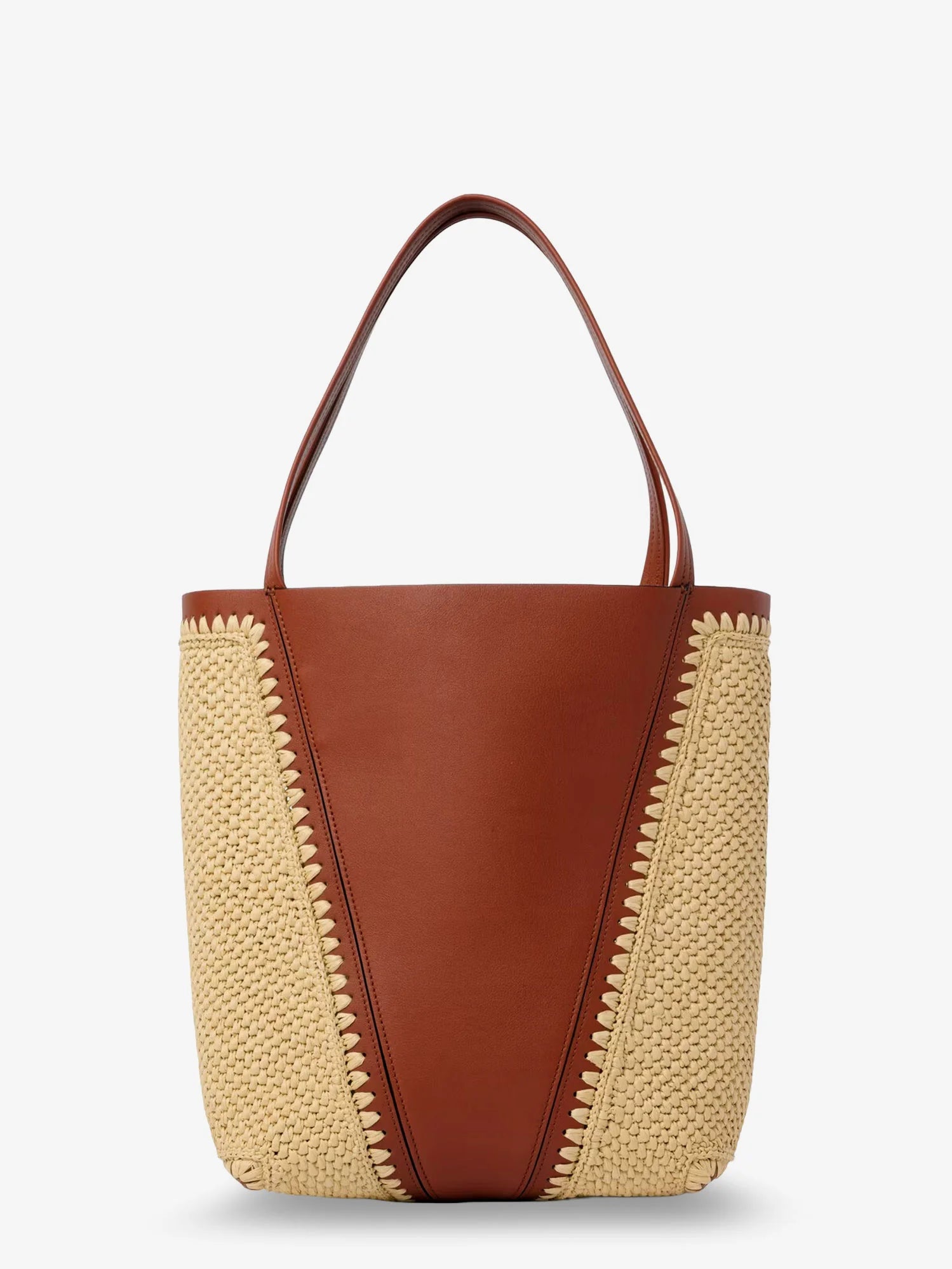 Chloé Spin leather and raffia shoulder bag