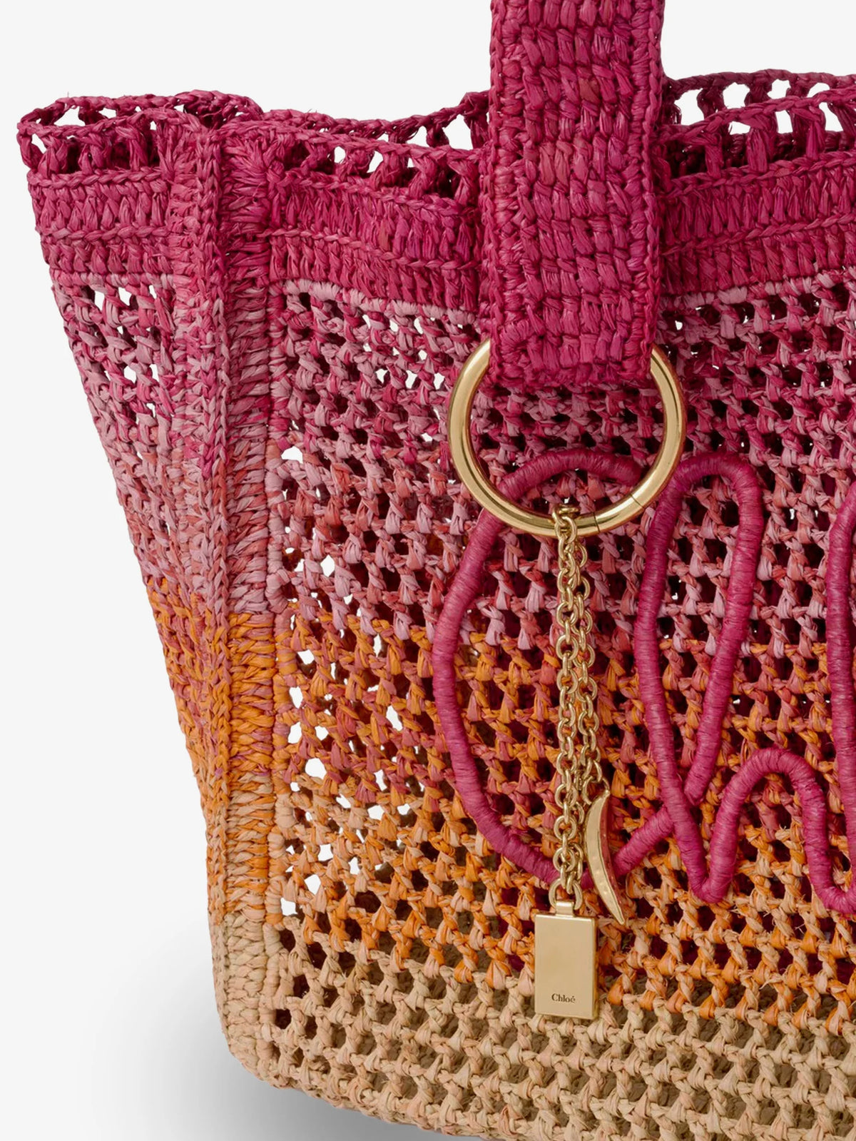East-West Summer Banana multicolored raffia shoulder bag