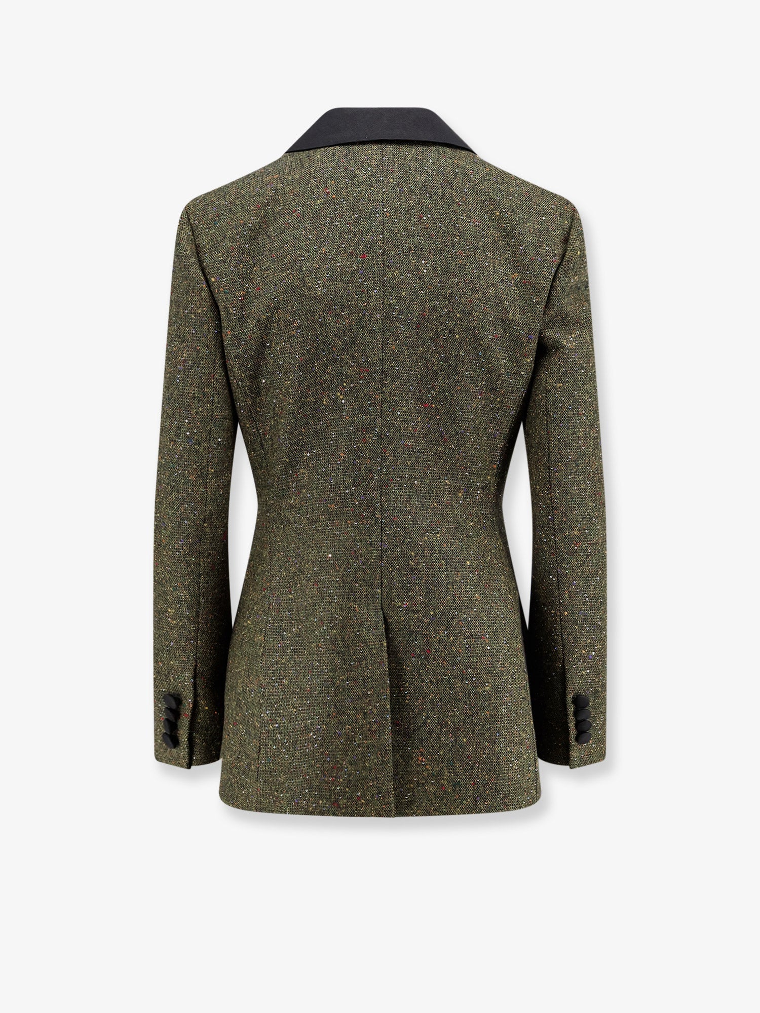 Fitted silk and virgin wool blend tweed blazer