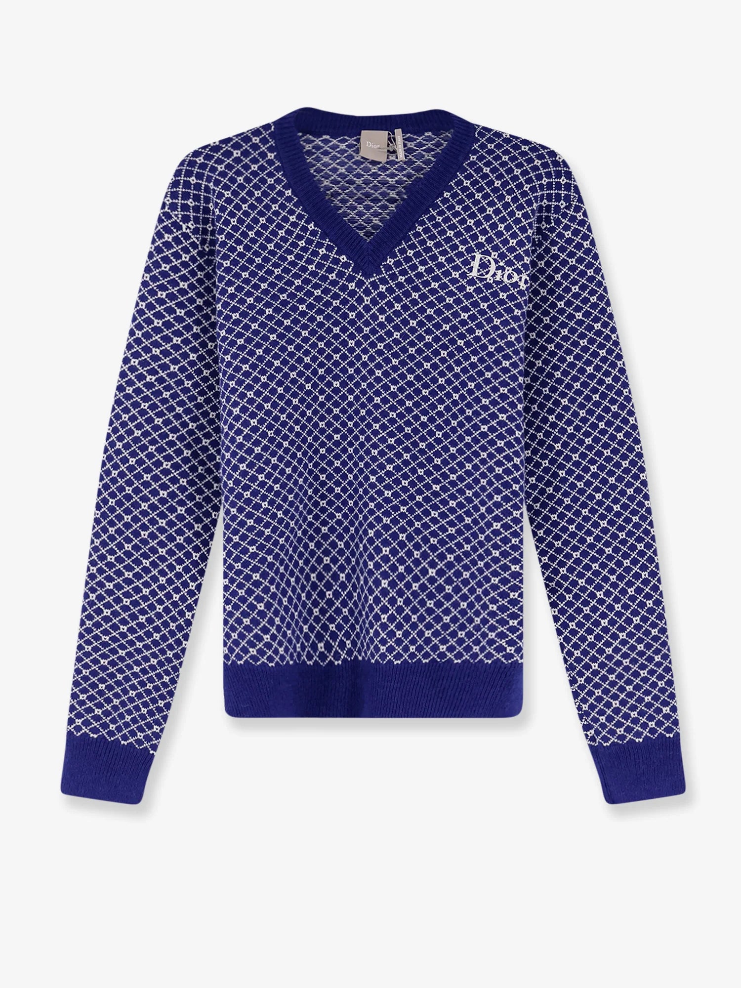 Wool sweater with bicolor pattern