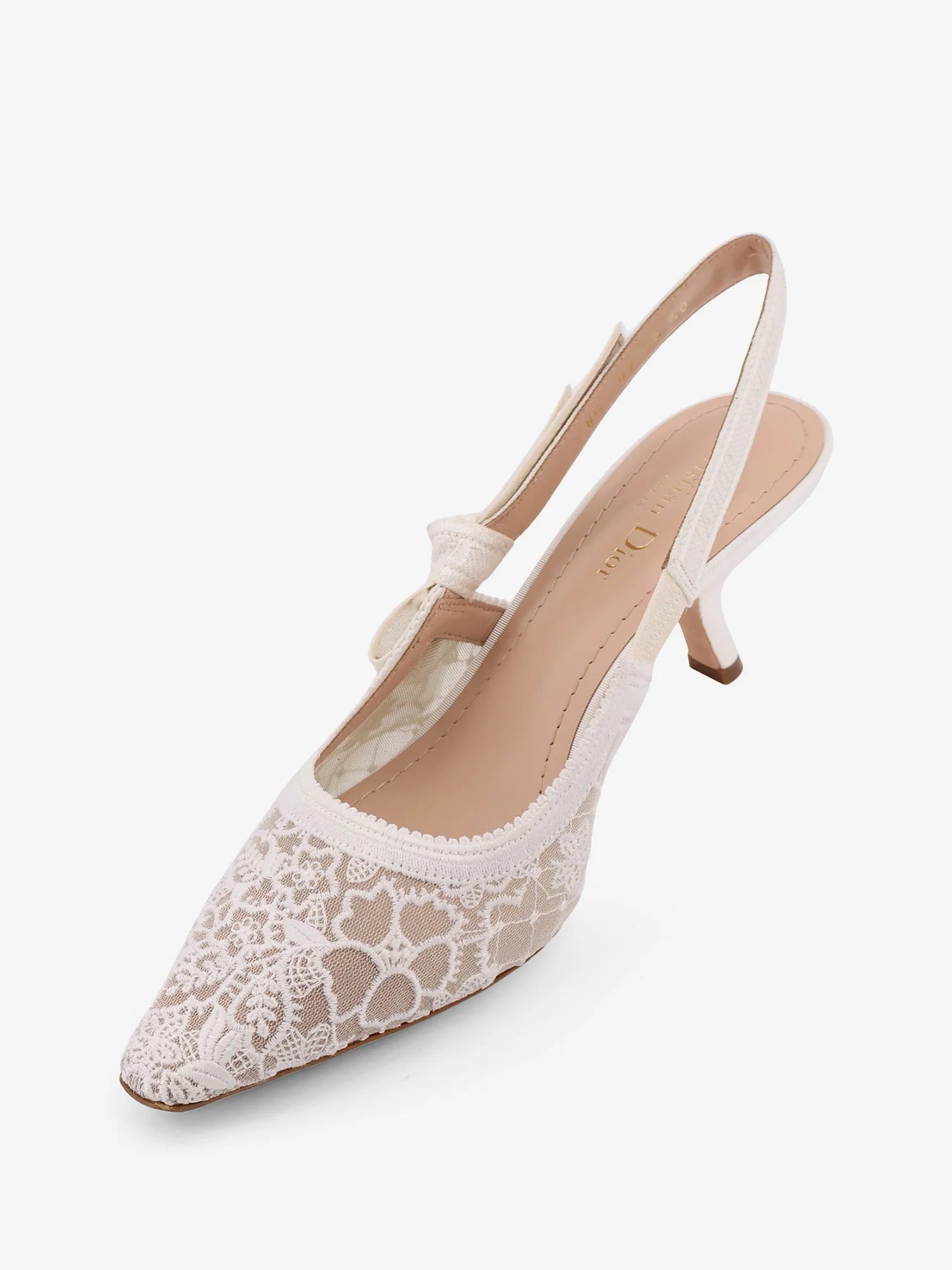 J'adior lace pumps with side bow detail