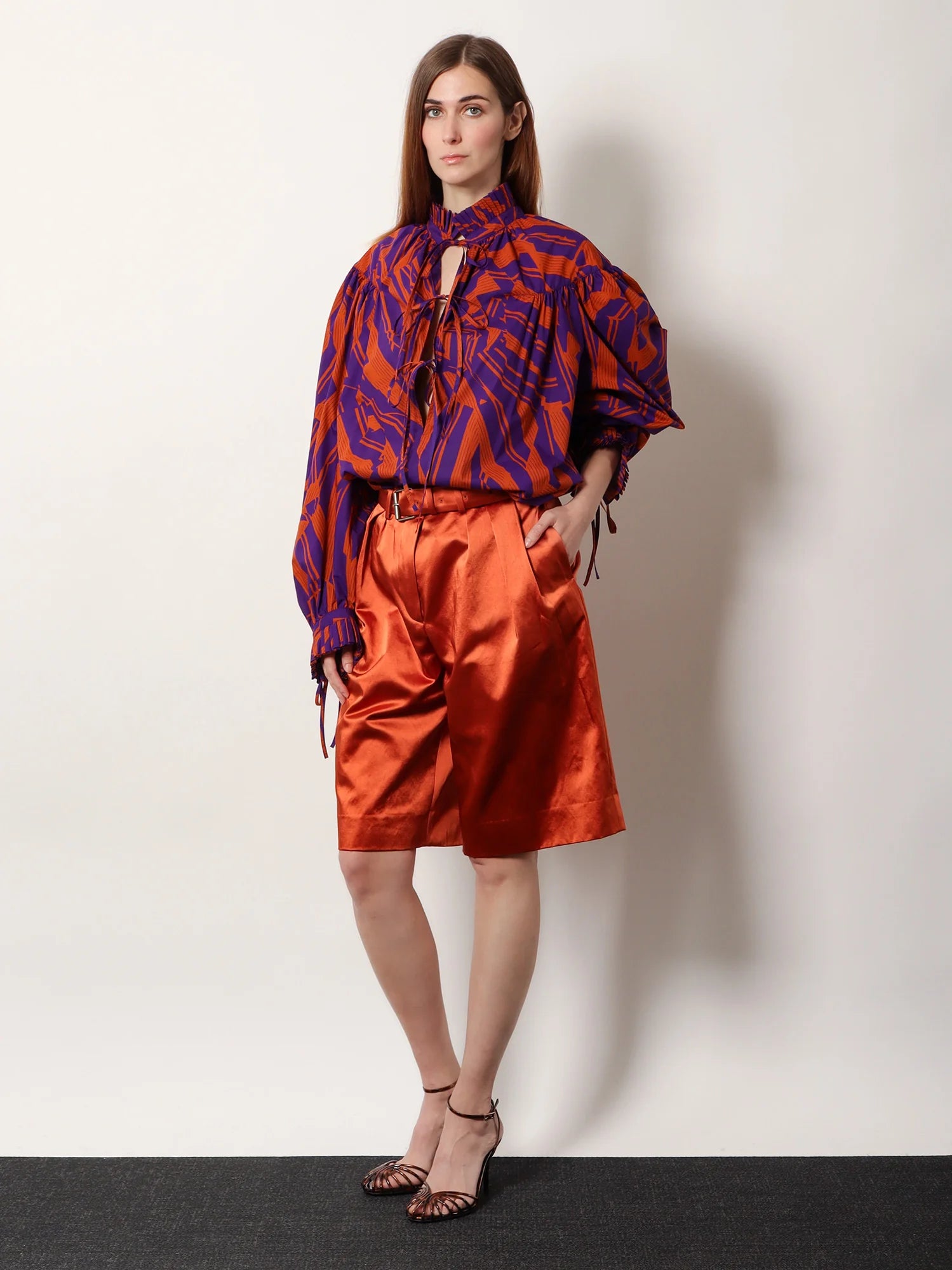 Catya cotton shirt with Crushed Stripe print