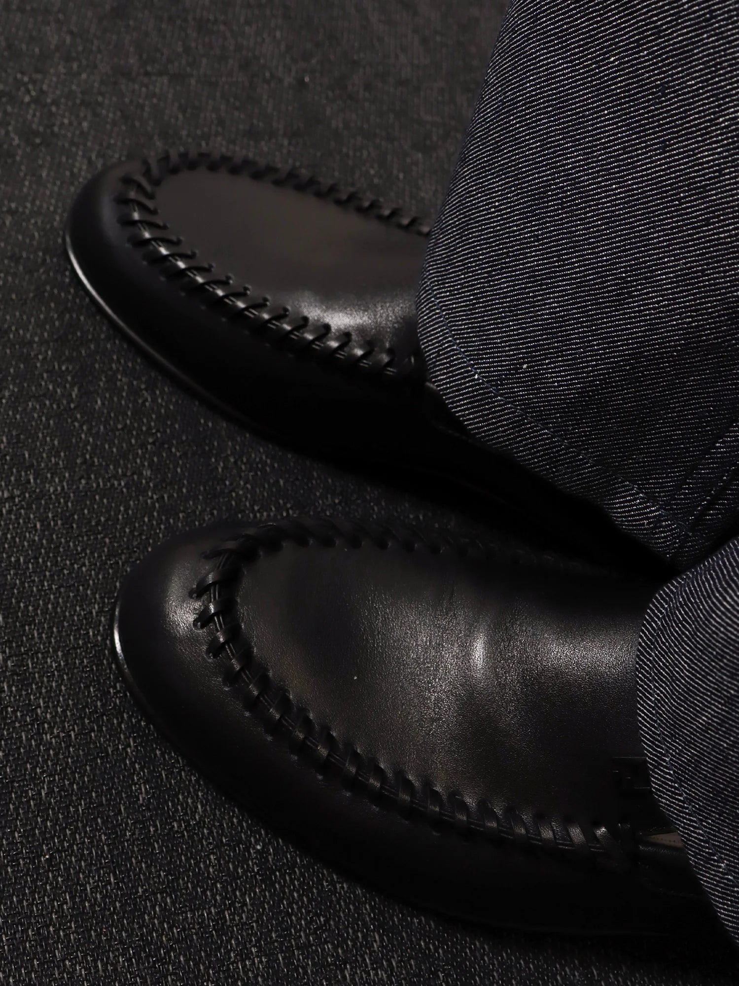 Leather loafers with metal FF logo