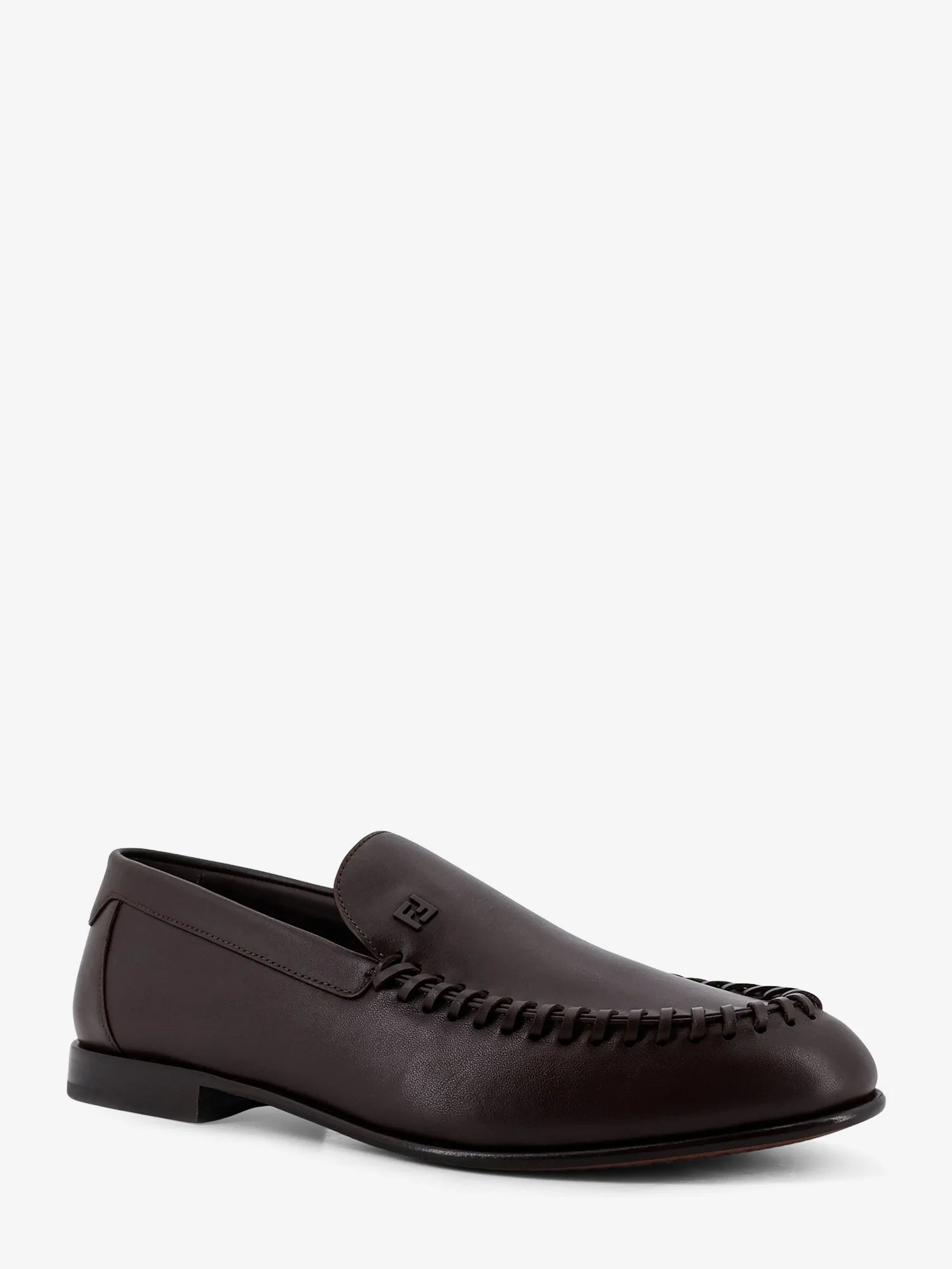 Leather loafers with metal FF logo