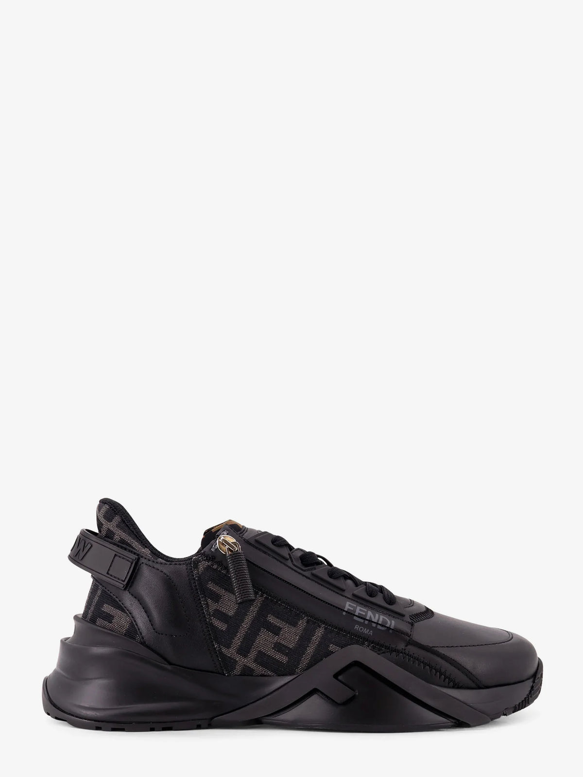 Leather Flow sneakers with FF jacquard fabric inserts