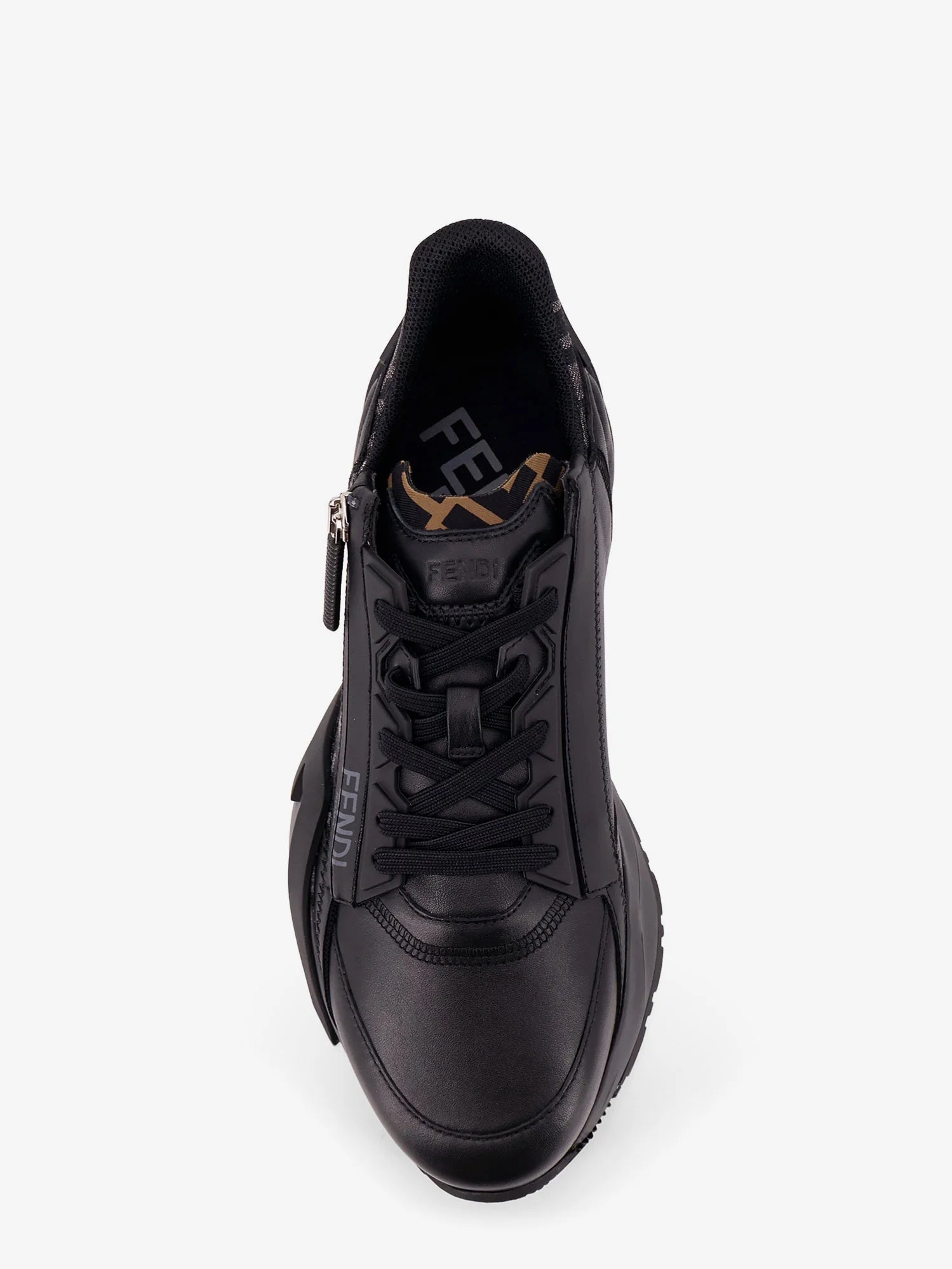 Leather Flow sneakers with FF jacquard fabric inserts