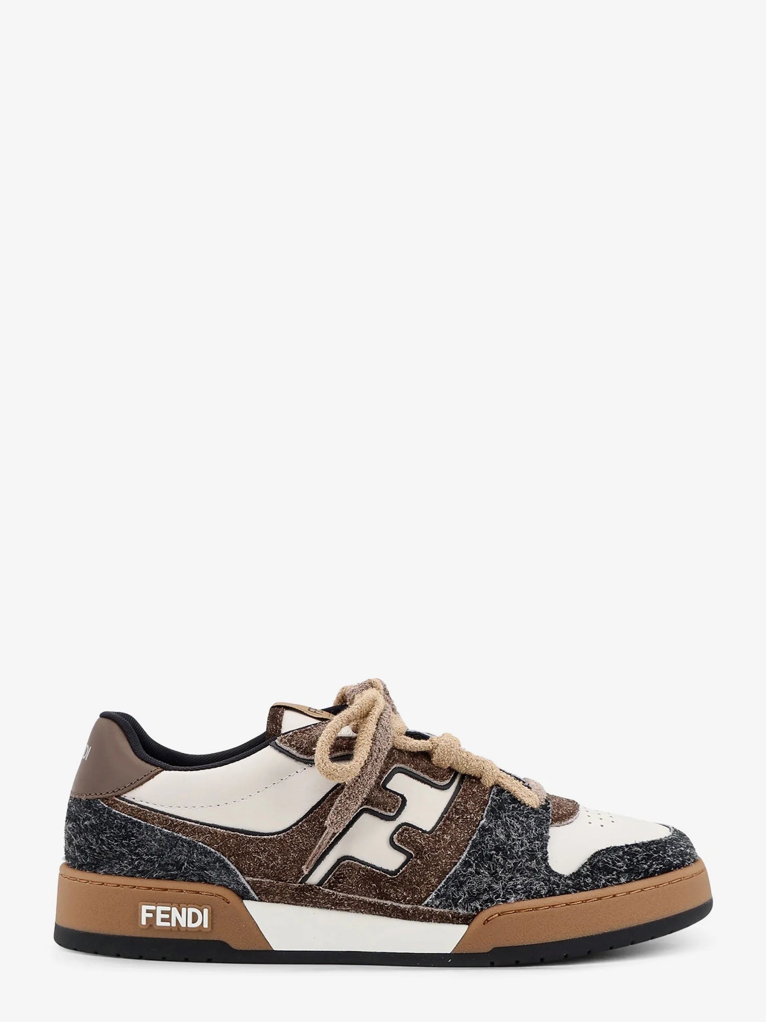 Sneakers Fendi Match in pelle bianca e suede marrone