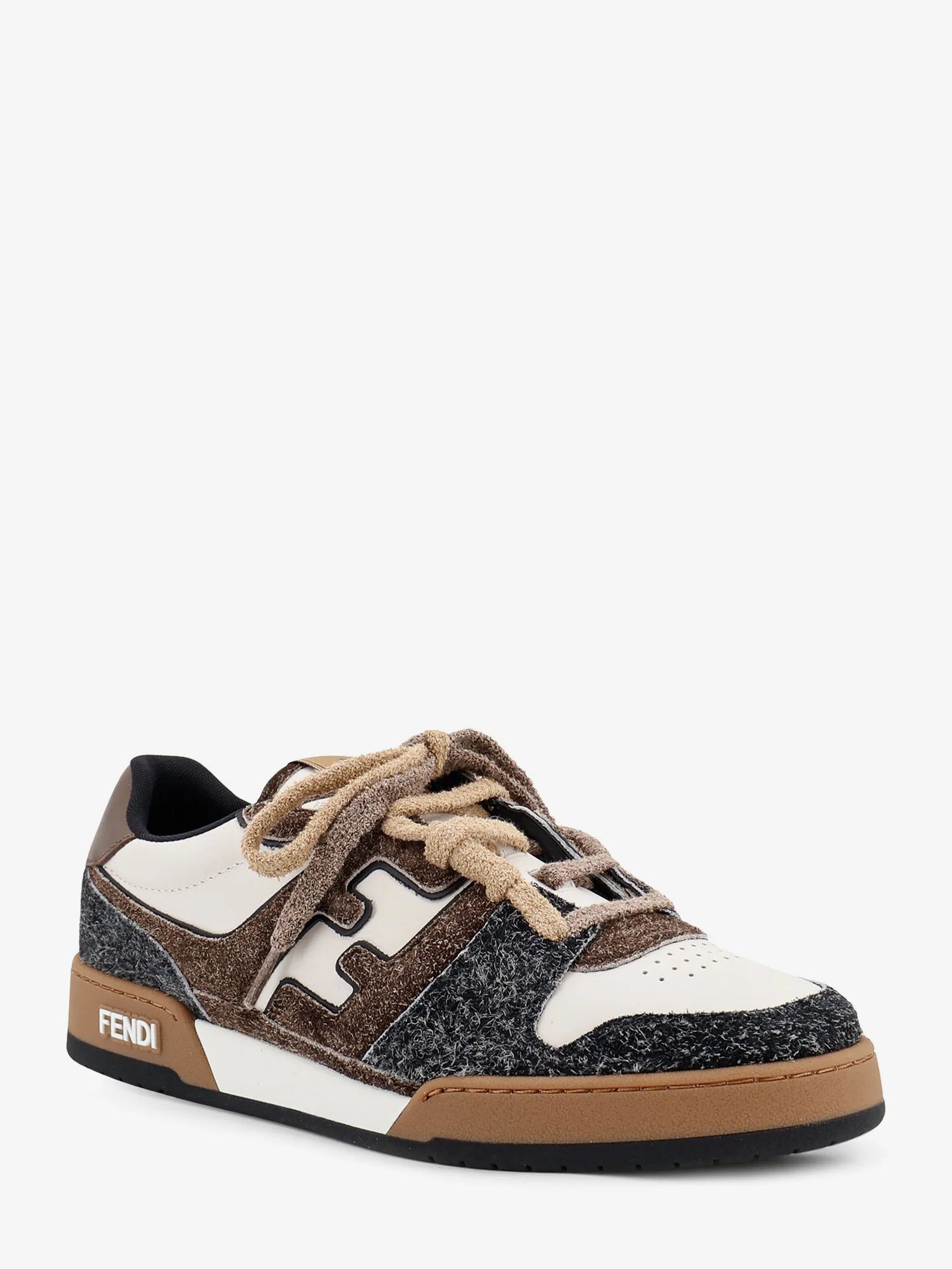 Sneakers Fendi Match in pelle bianca e suede marrone