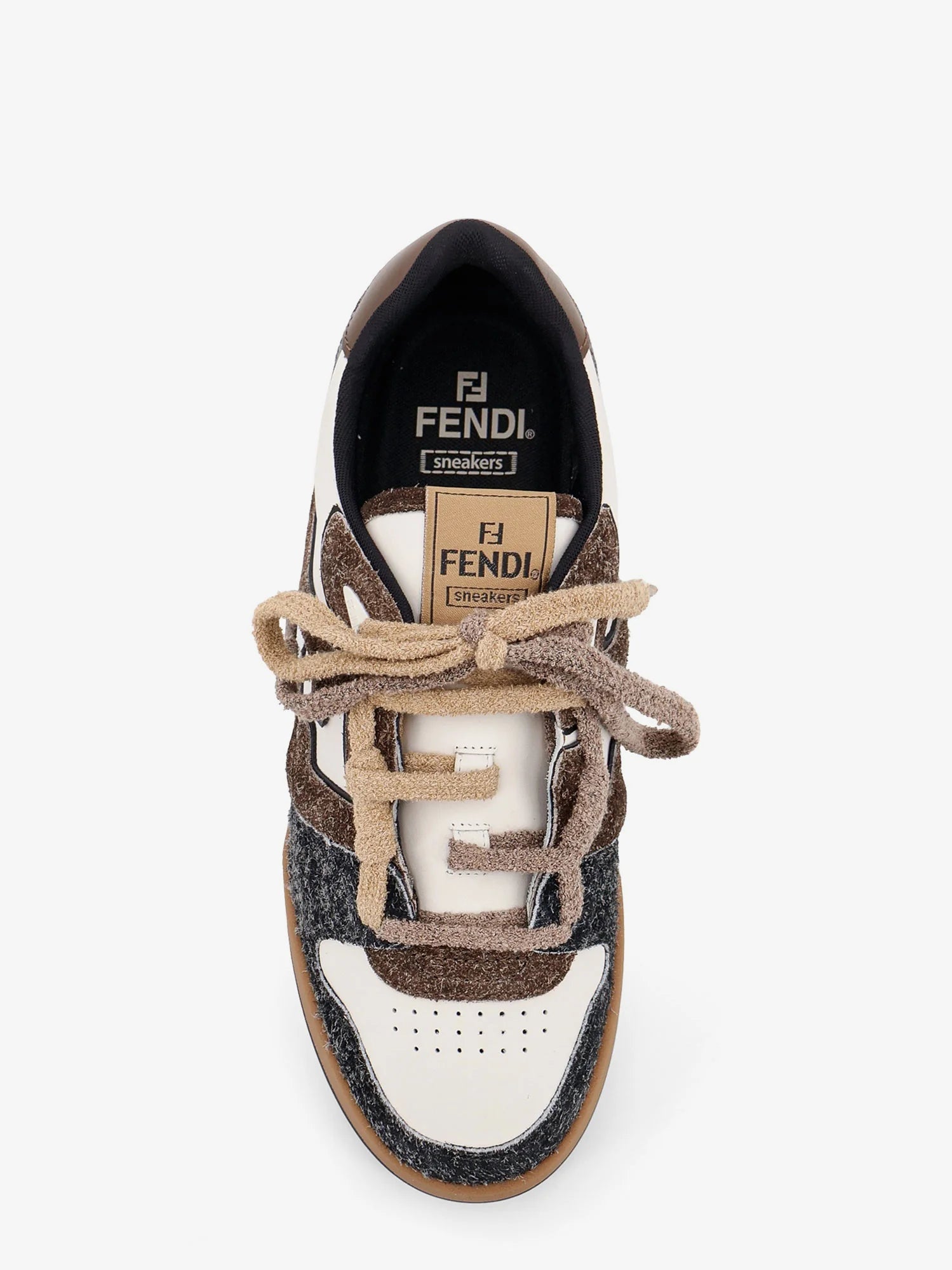 Sneakers Fendi Match in pelle bianca e suede marrone