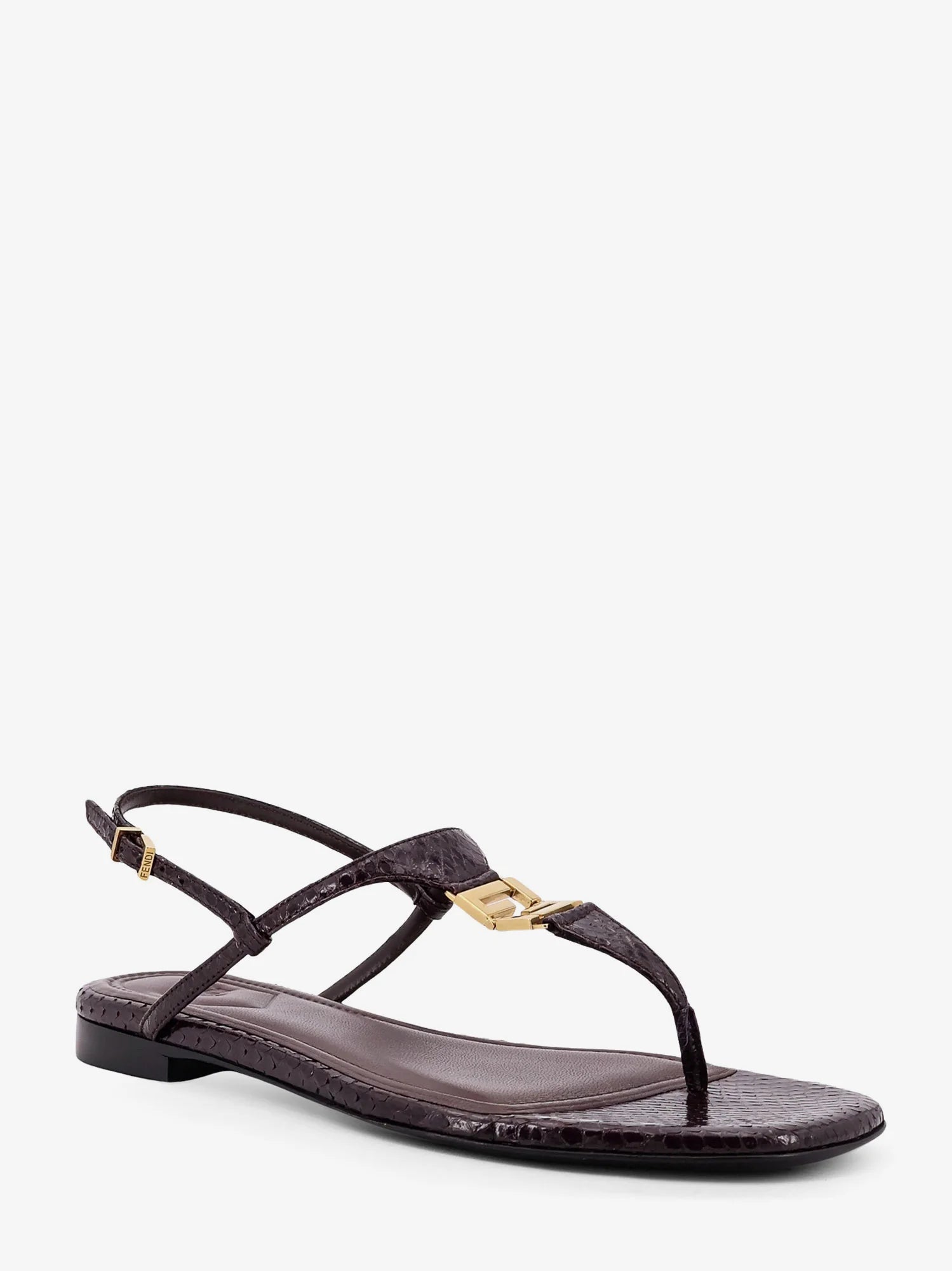 Fold leather sandals with reptile effect