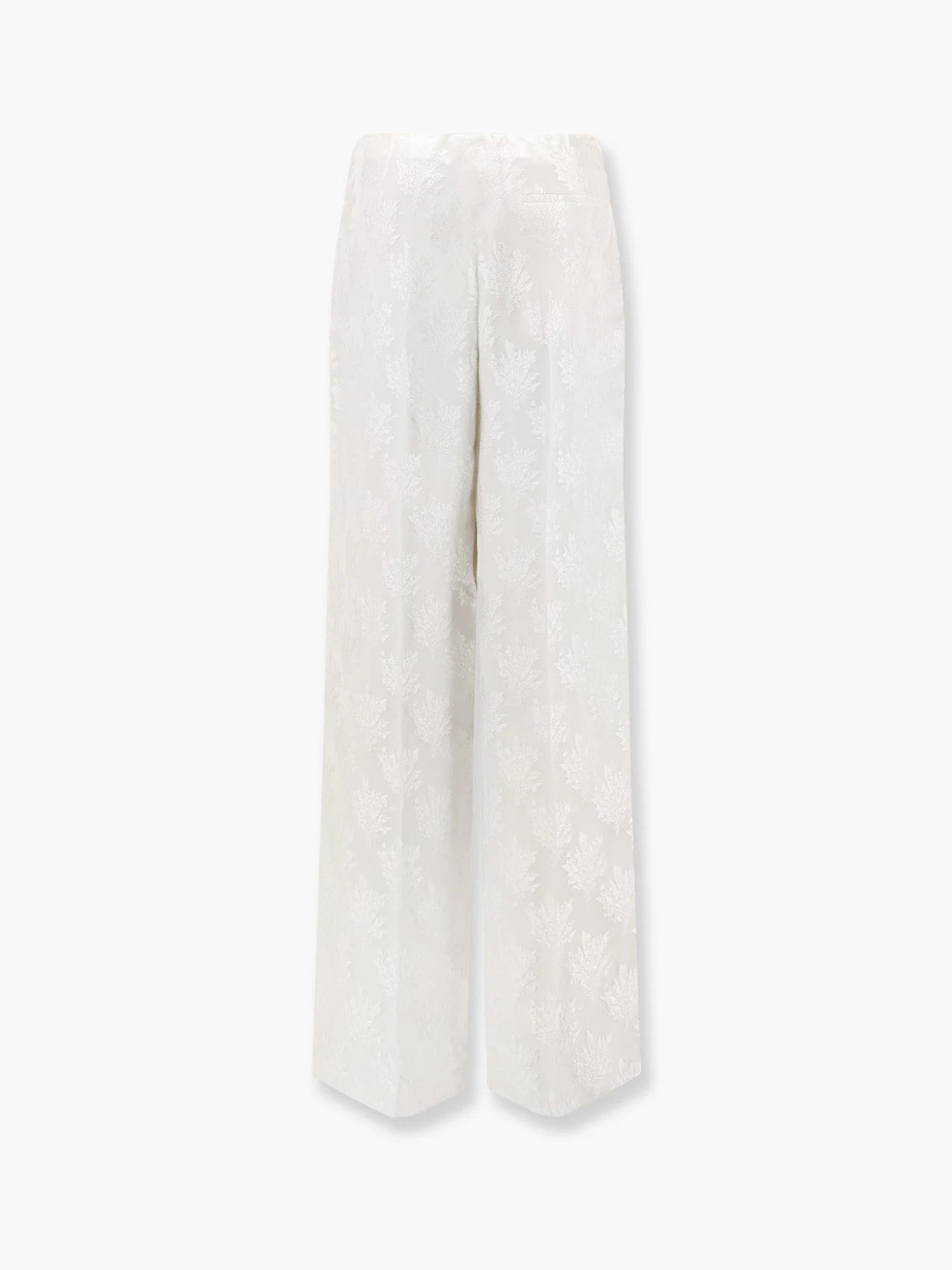Jacquard silk trousers with floral motif