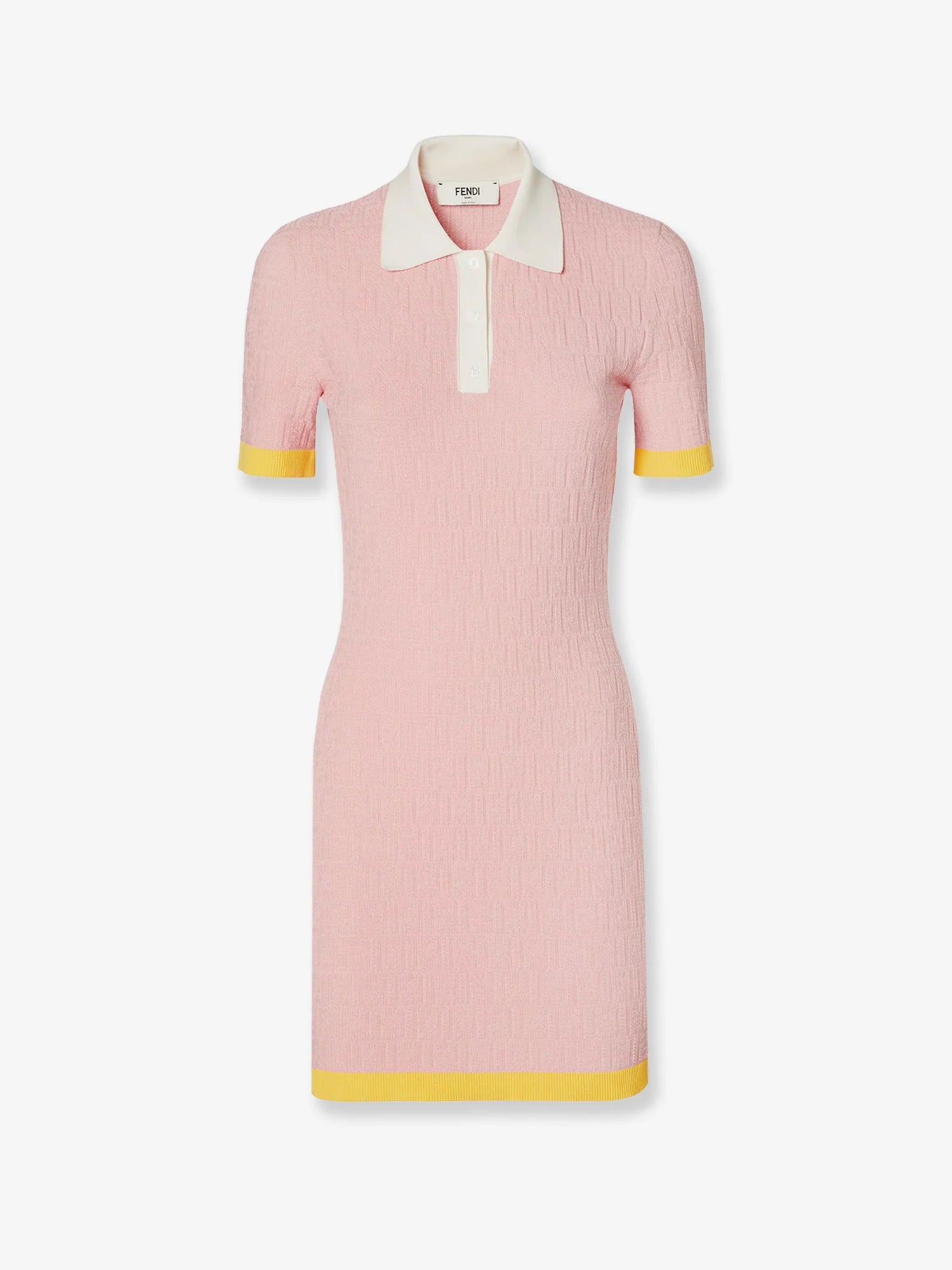 Cotton and silk blend short dress with all-over FF motif