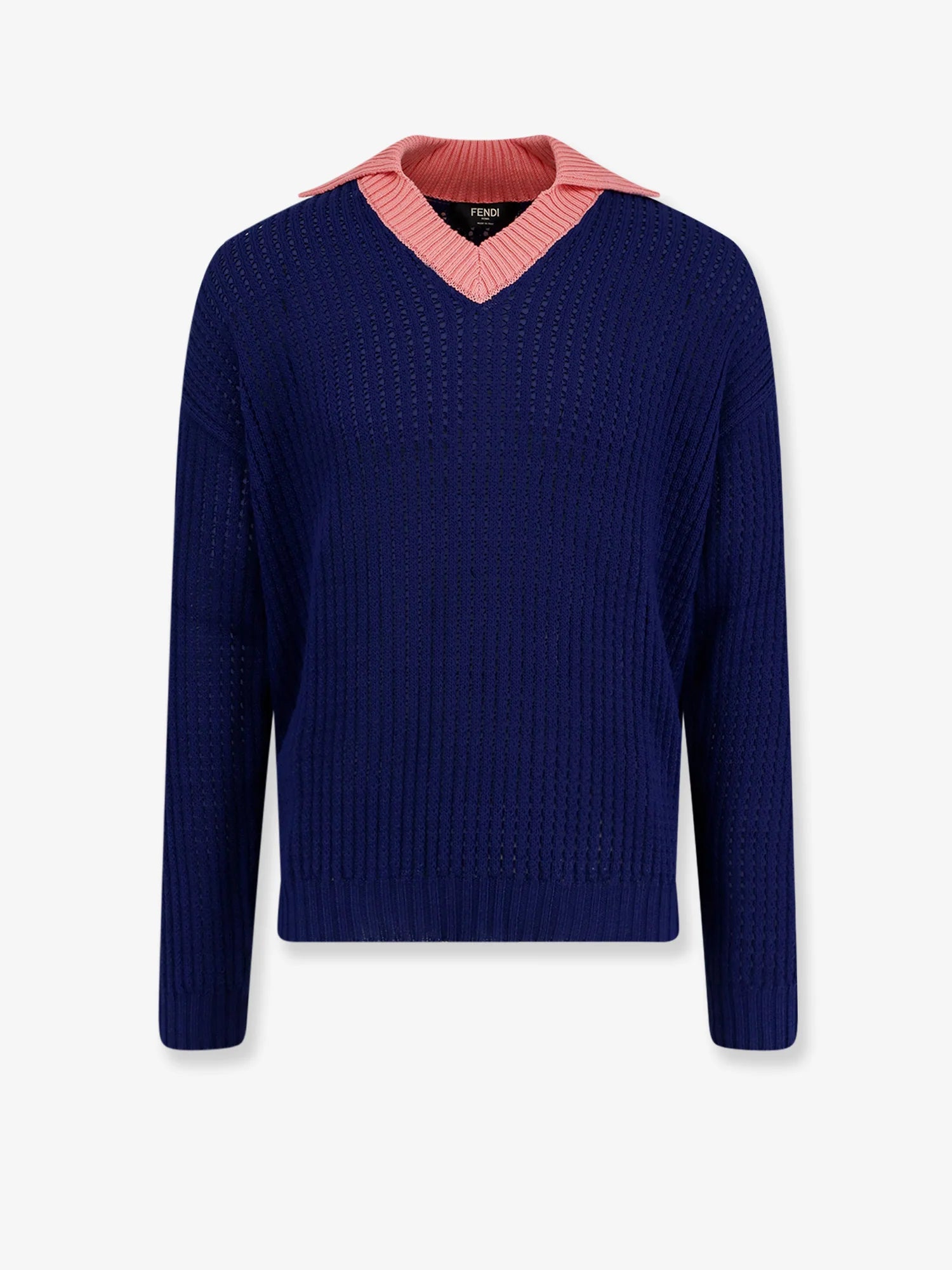 Cotton sweater with contrasting collar