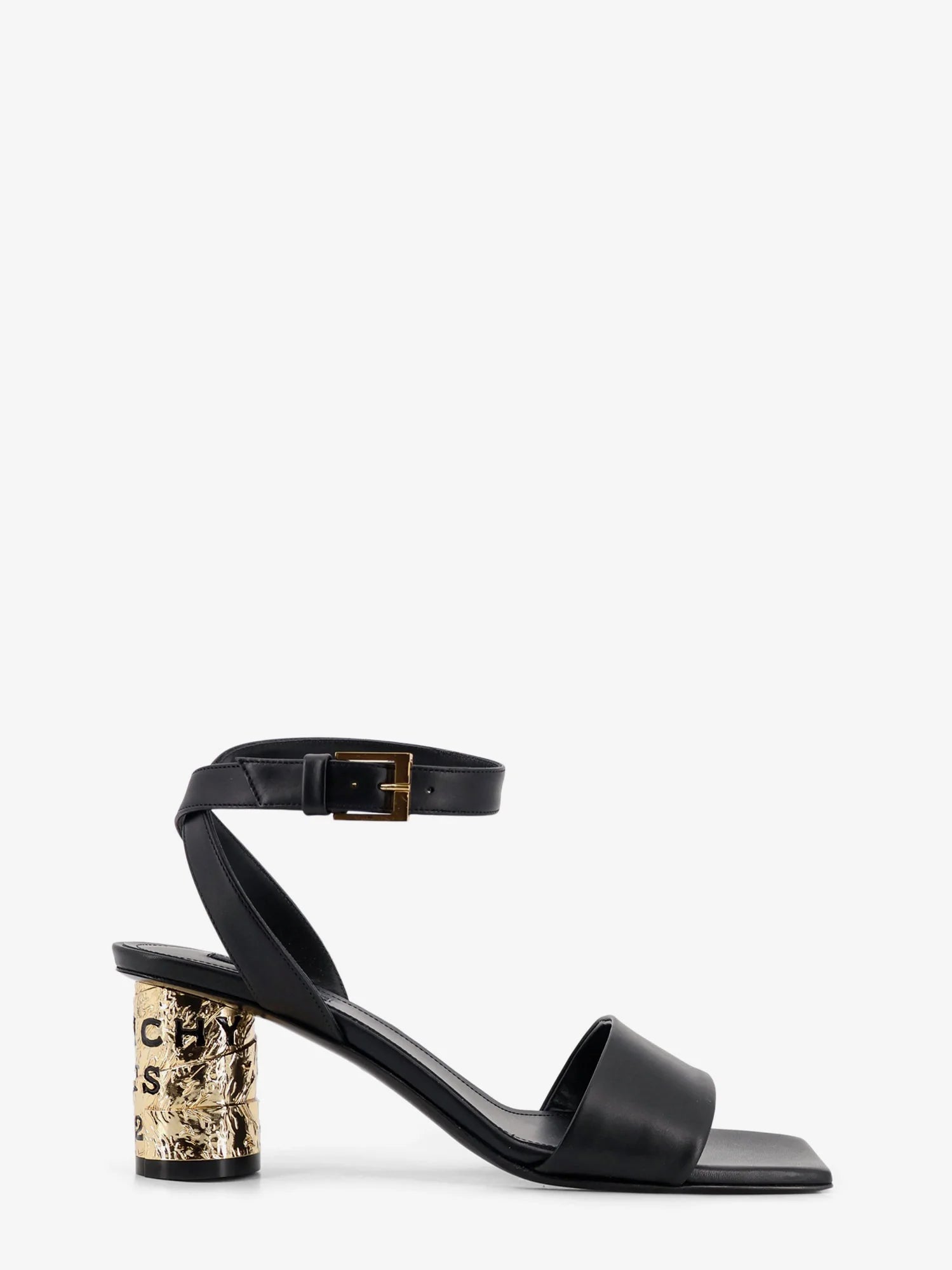 Tape leather heeled sandals