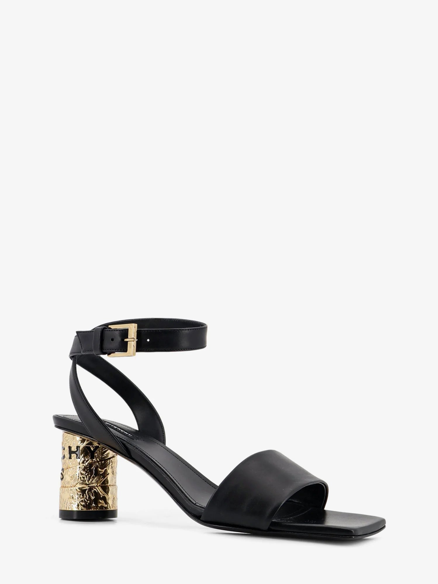 Tape leather heeled sandals