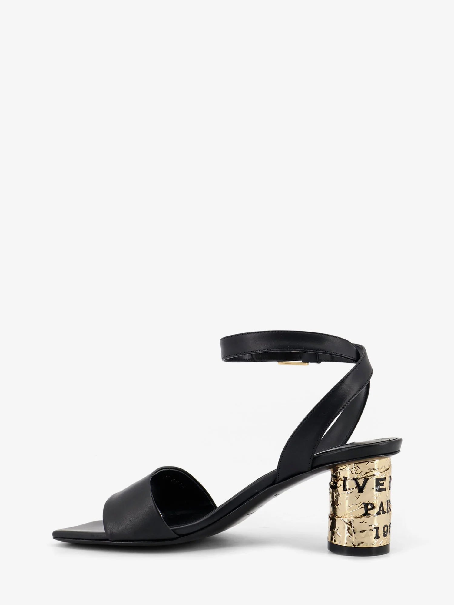 Tape leather heeled sandals
