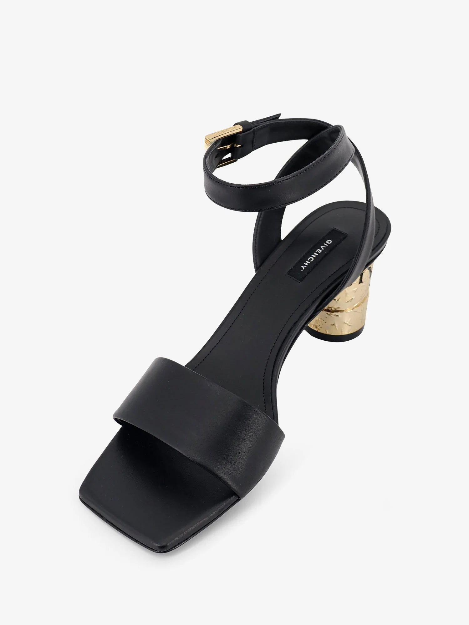 Tape leather heeled sandals