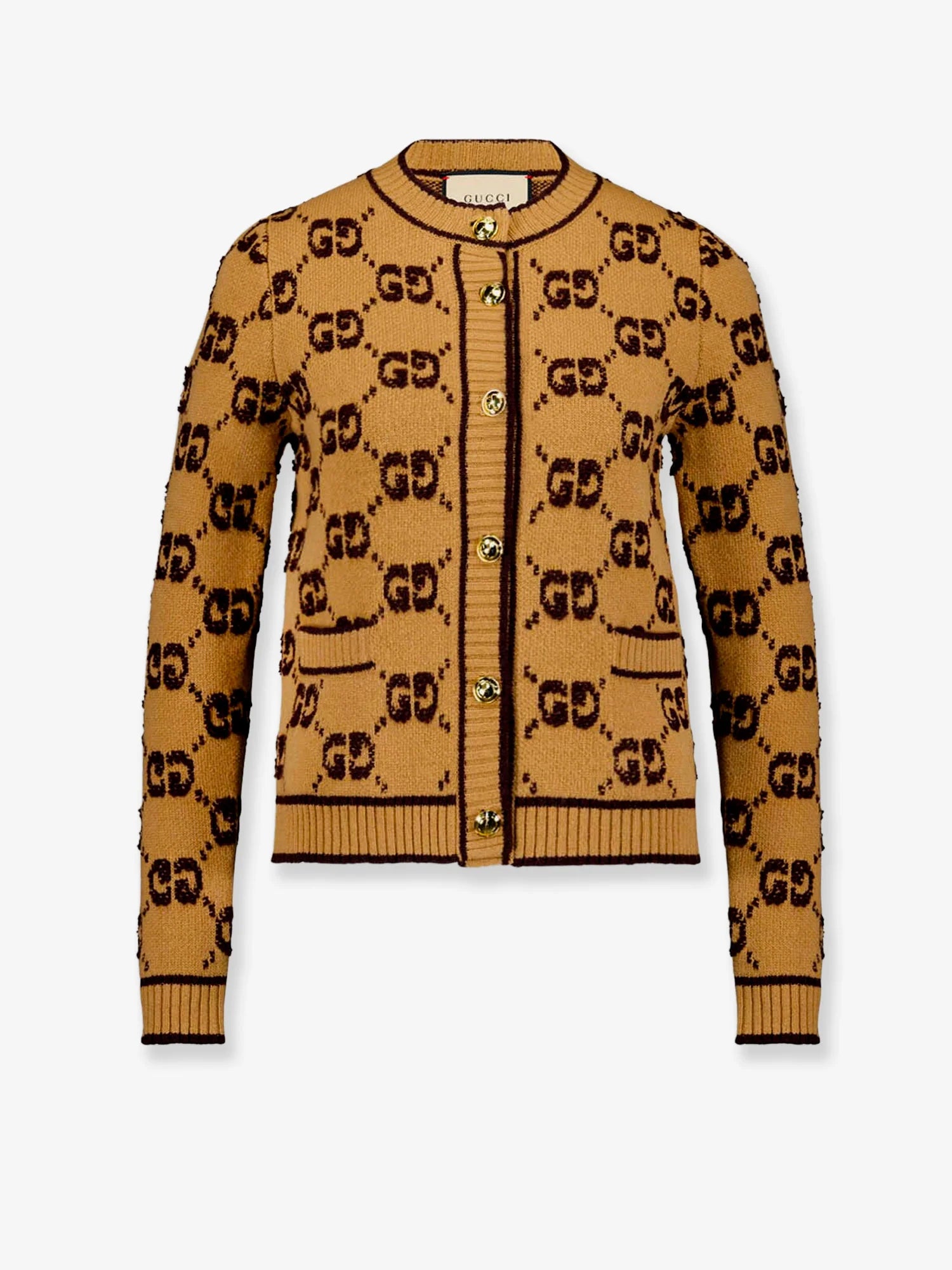 Wool cardigan with GG inlay