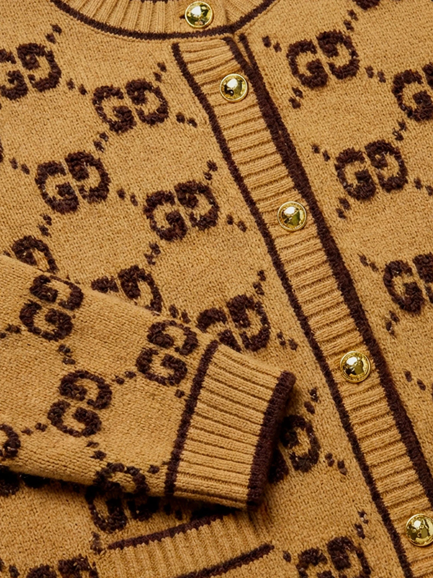 Wool cardigan with GG inlay