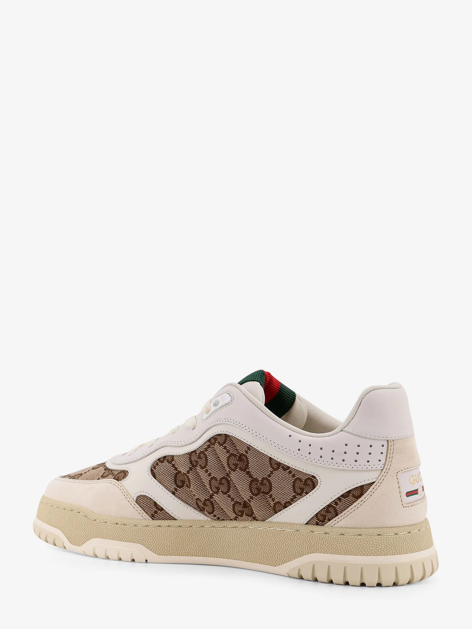 Leather and suede Low-top Re-Web sneakers with GG Supreme fabric inserts