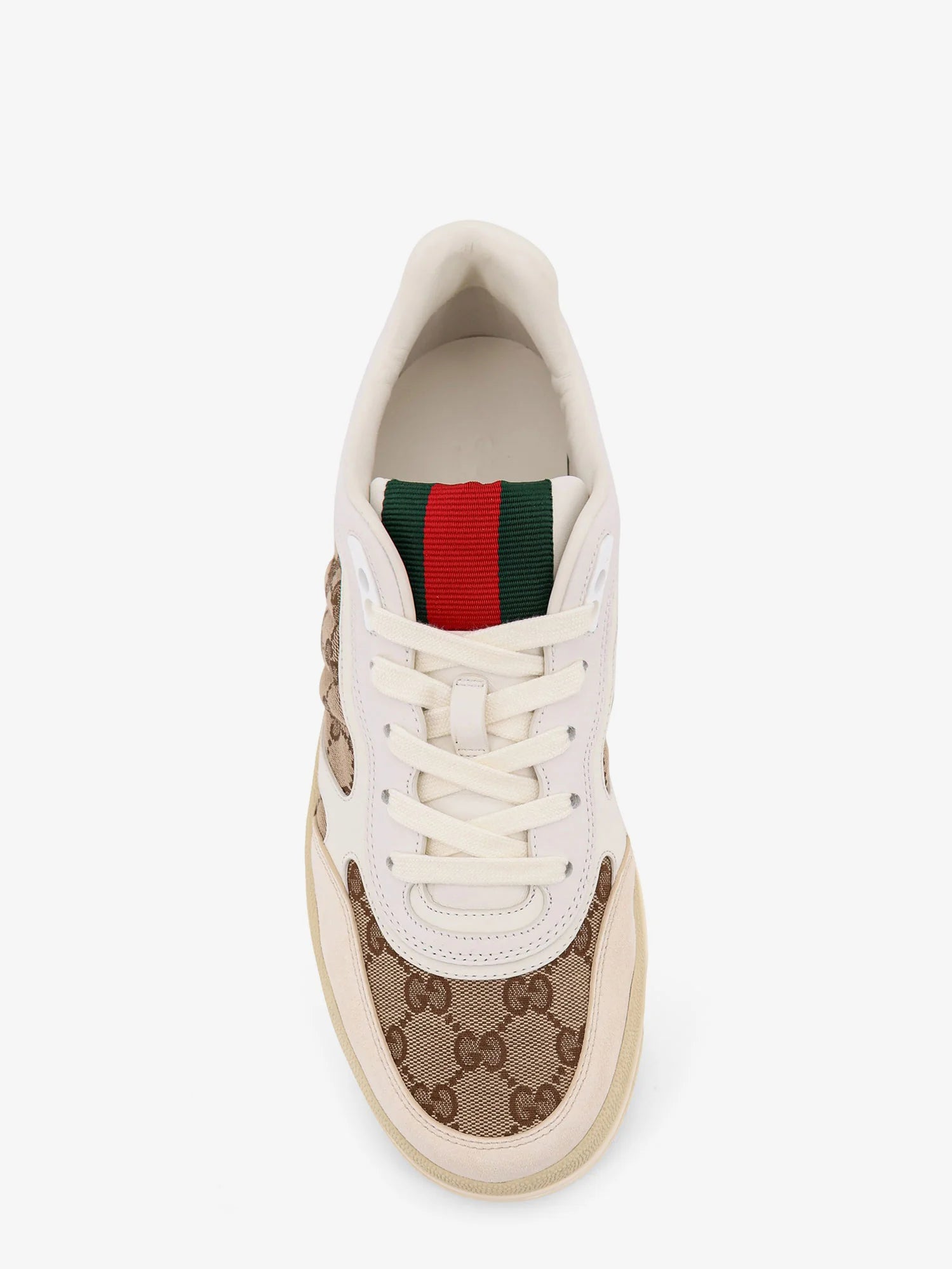 Leather and suede Low-top Re-Web sneakers with GG Supreme fabric inserts