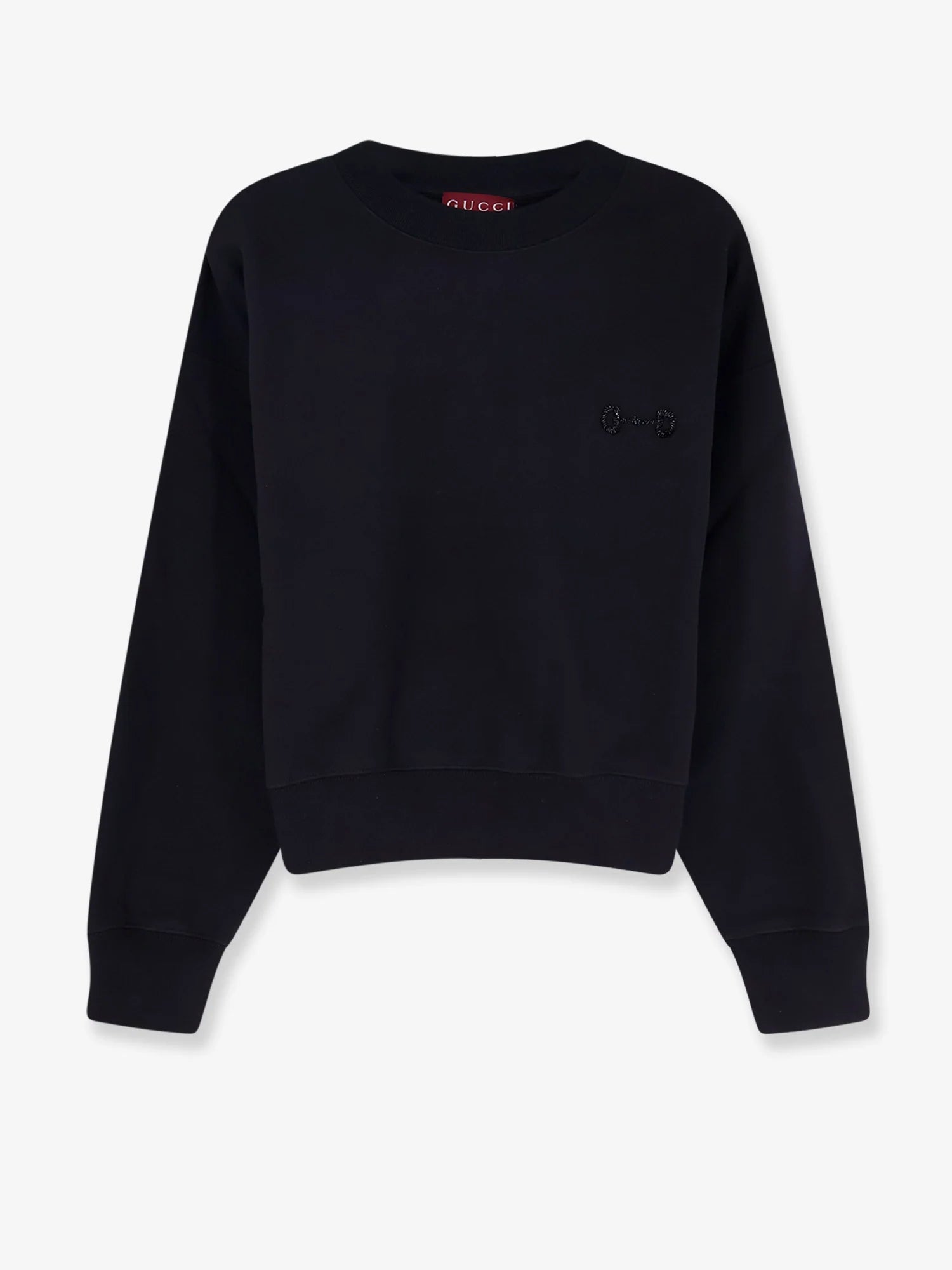 Cotton sweatshirt with beaded Horsebit detail