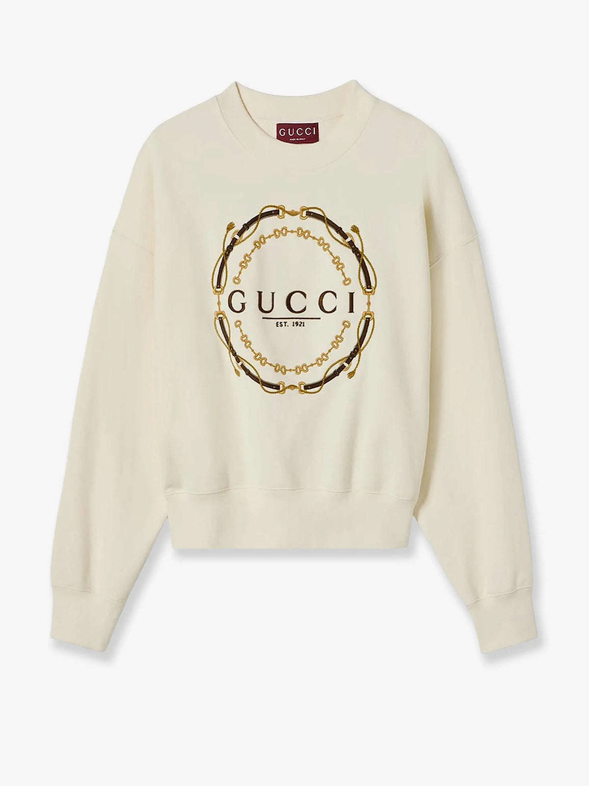 Cotton sweatshirt with beaded Horsebit detail