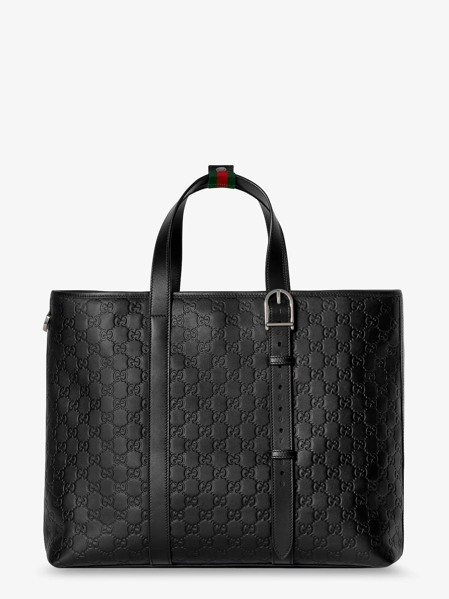 GG Emblem  leather shopping bag with embossed GG motif