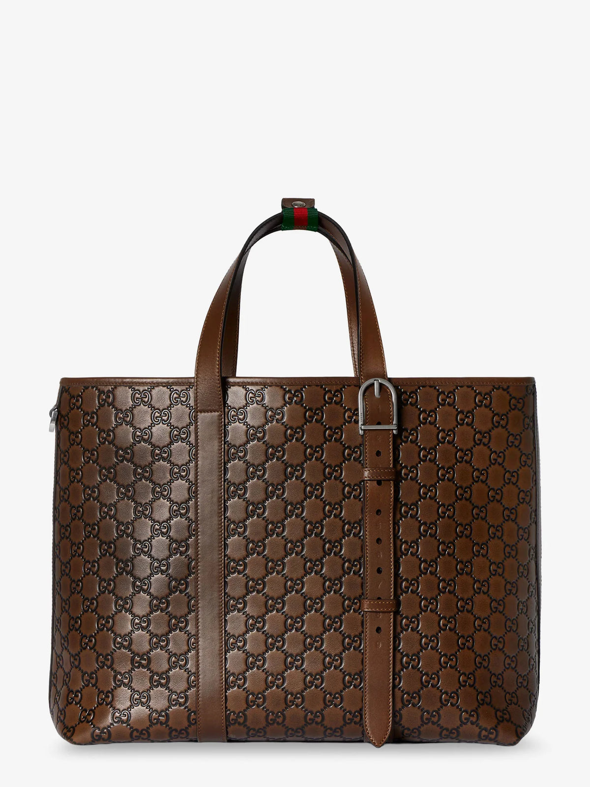 GG Emblem  leather shopping bag with embossed GG motif