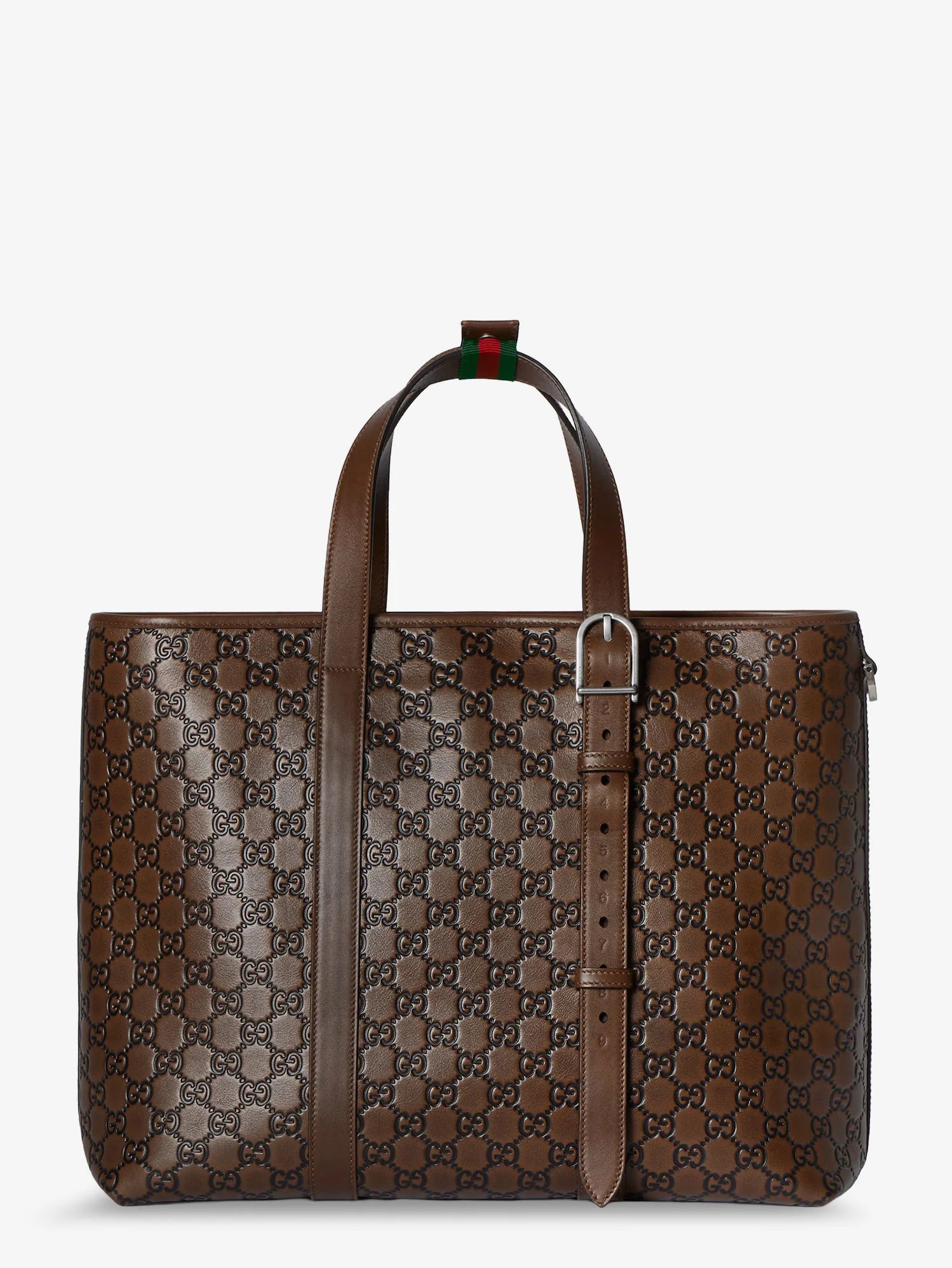 GG Emblem  leather shopping bag with embossed GG motif