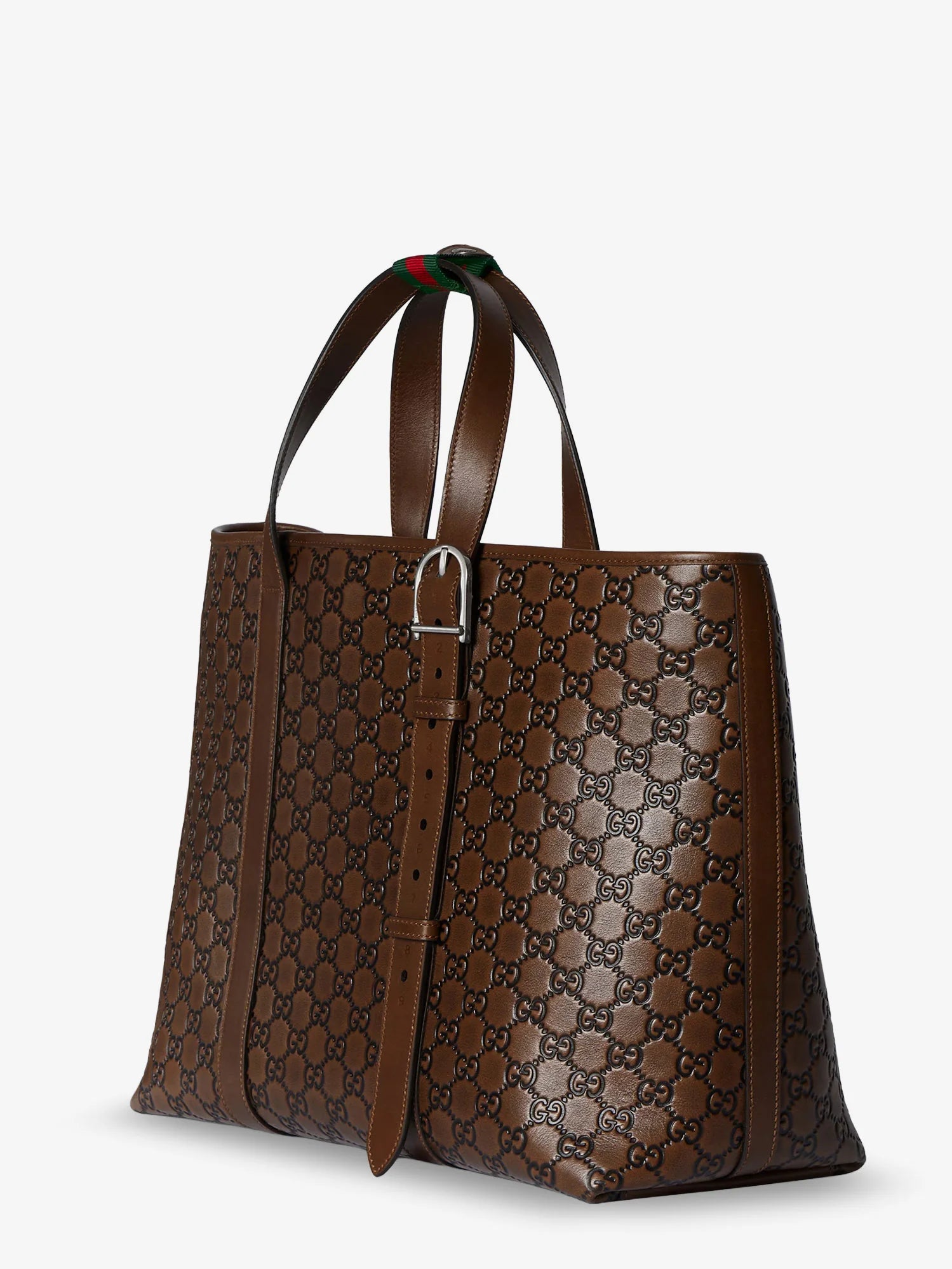 GG Emblem  leather shopping bag with embossed GG motif