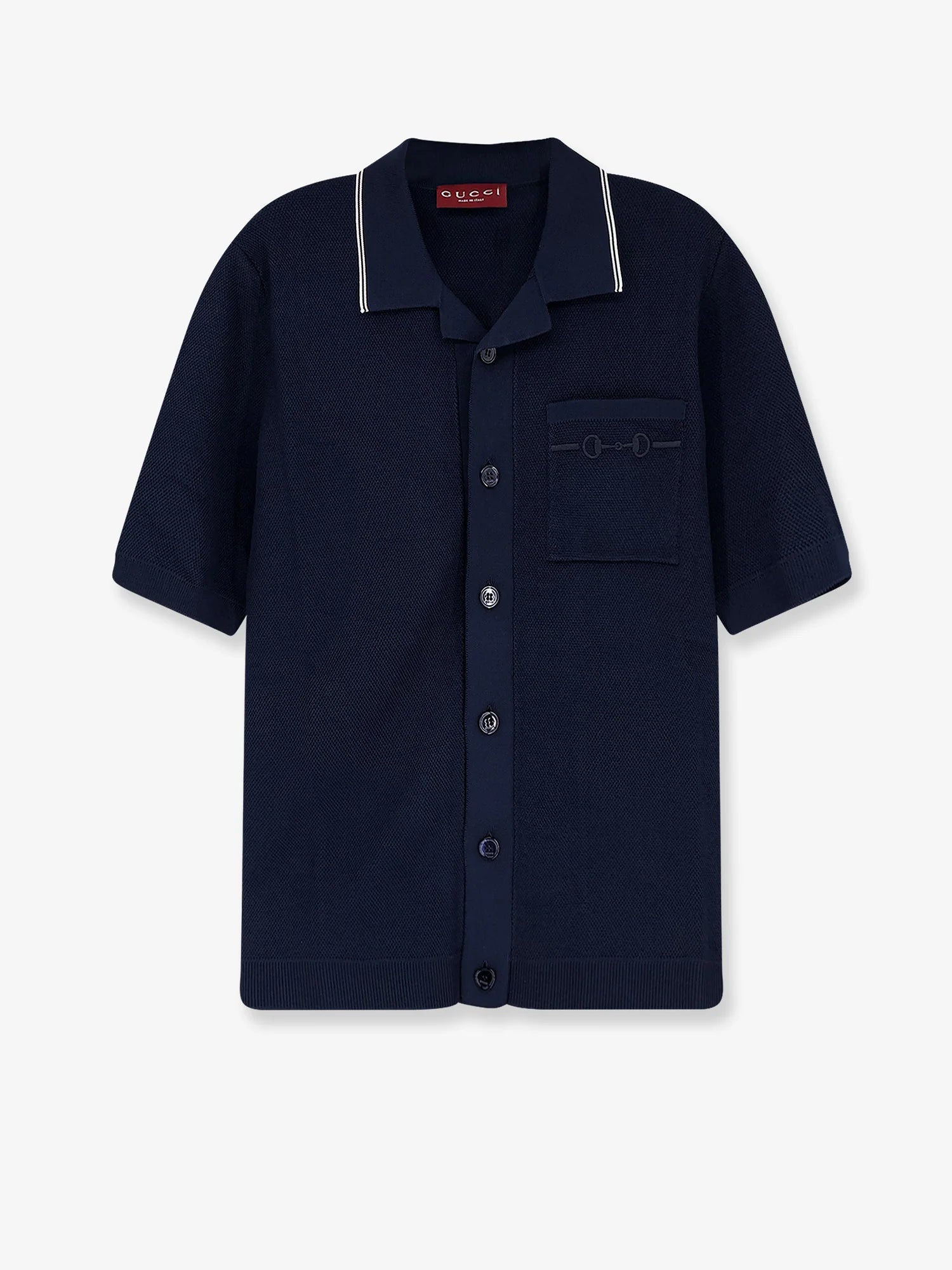 Viscose blend polo shirt with front Horsebit embroidery