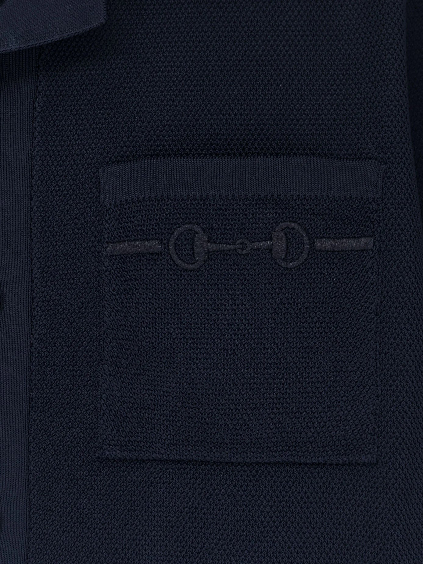 Viscose blend polo shirt with front Horsebit embroidery