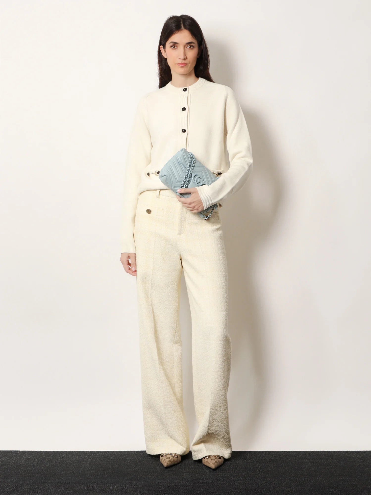 Wool and cashmere cardigan with metal Horsebit