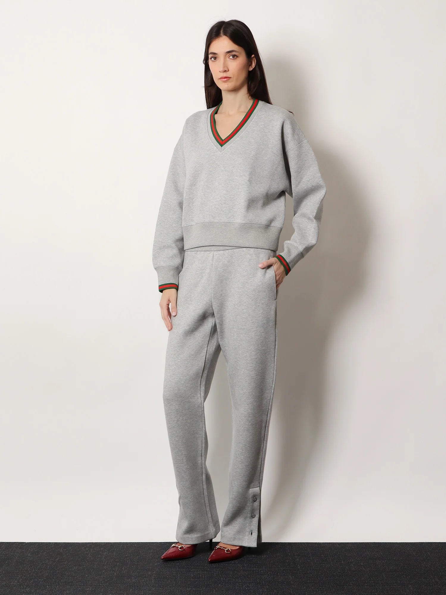 Cotton blend trouser with Web detail