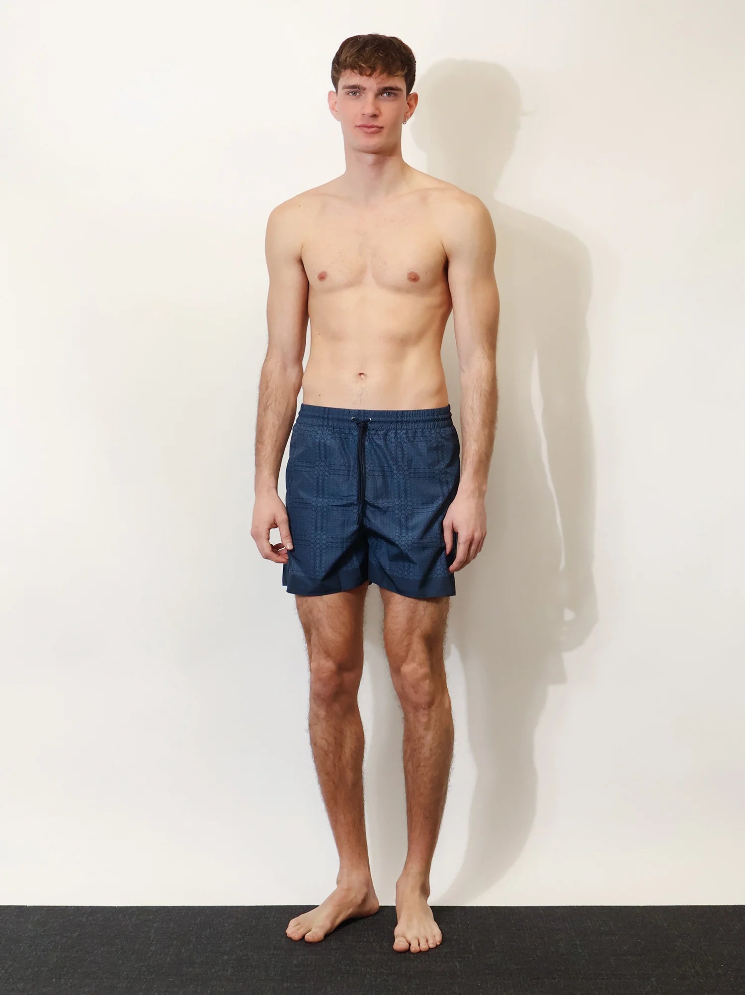 Nylon swim trunks with all-over Gucci Incrocio print
