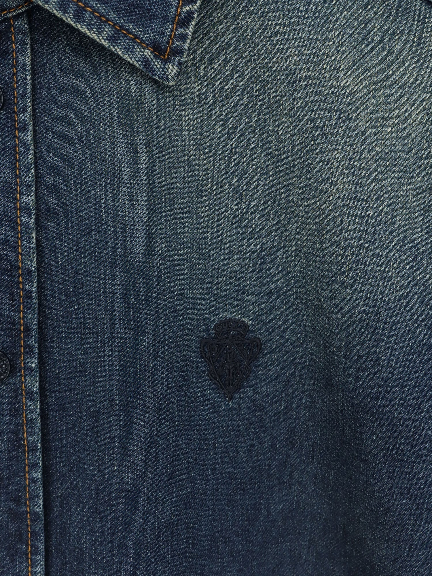 Certified washed cotton denim shirt