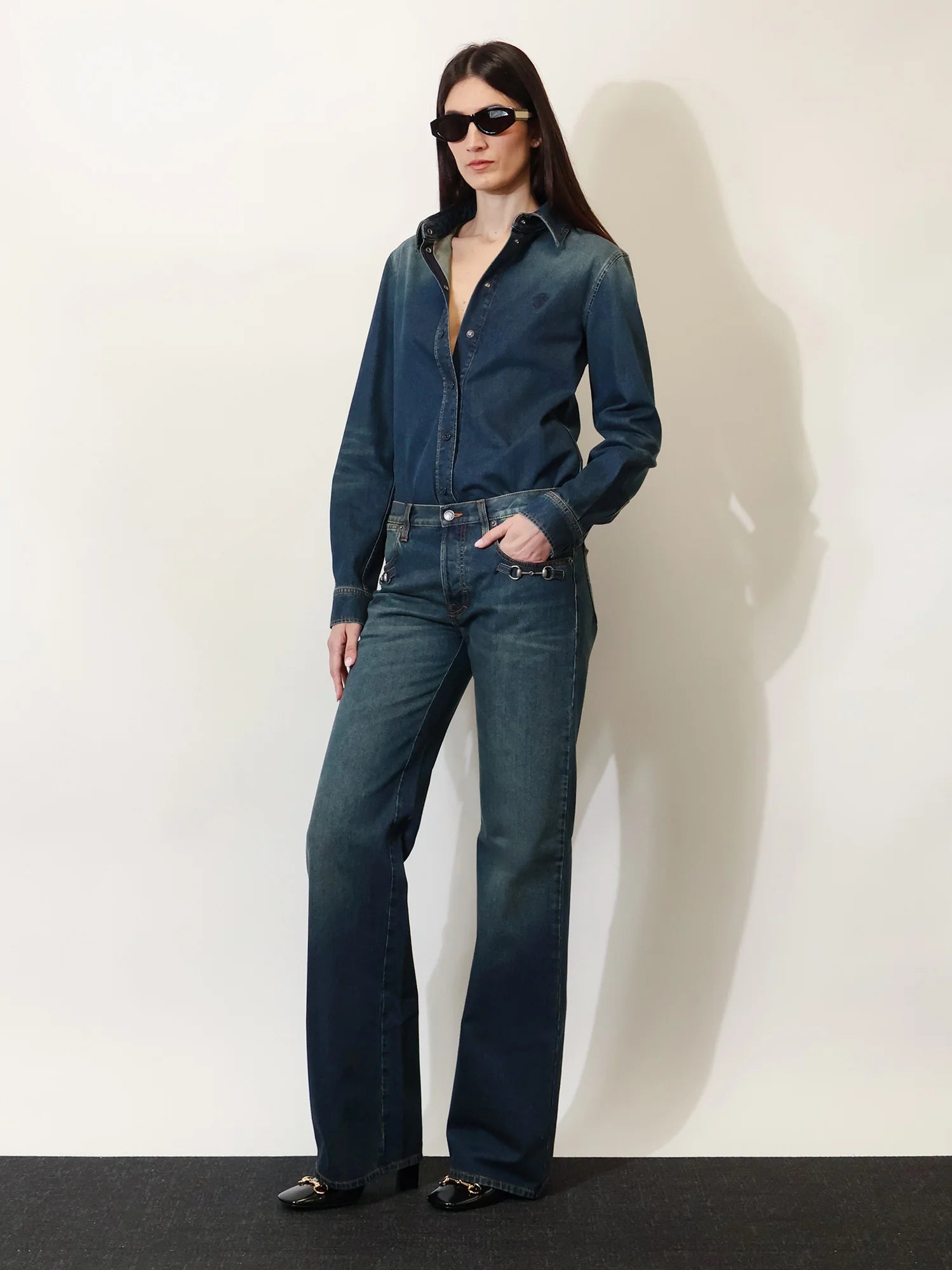 Denim shirt with embroidery