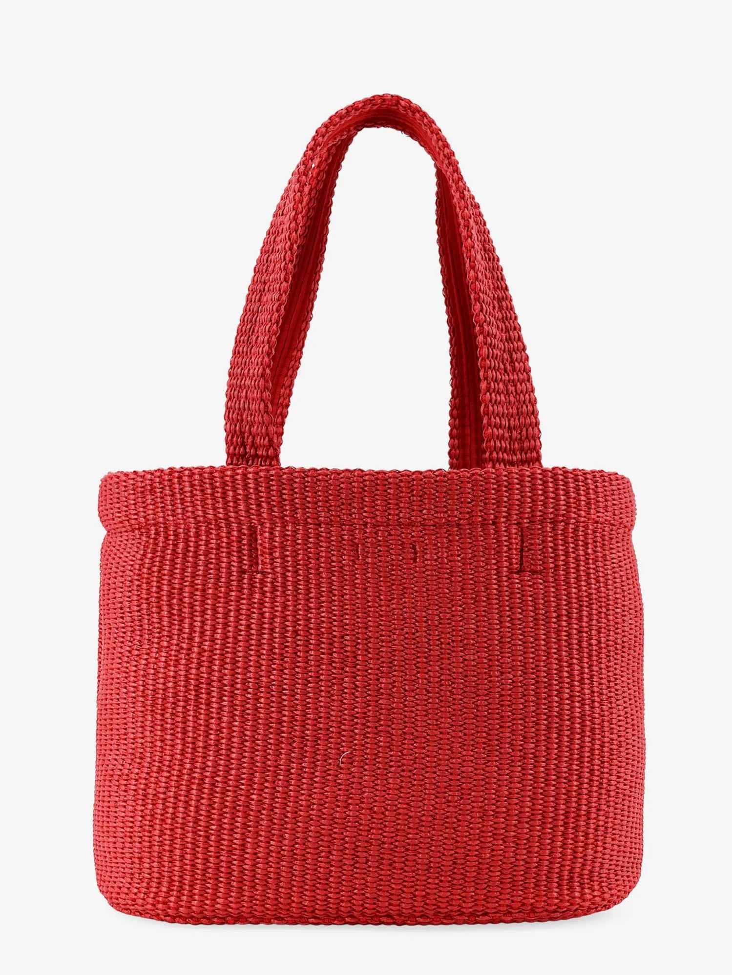 Raffia shopping bag with lettering logo on the front