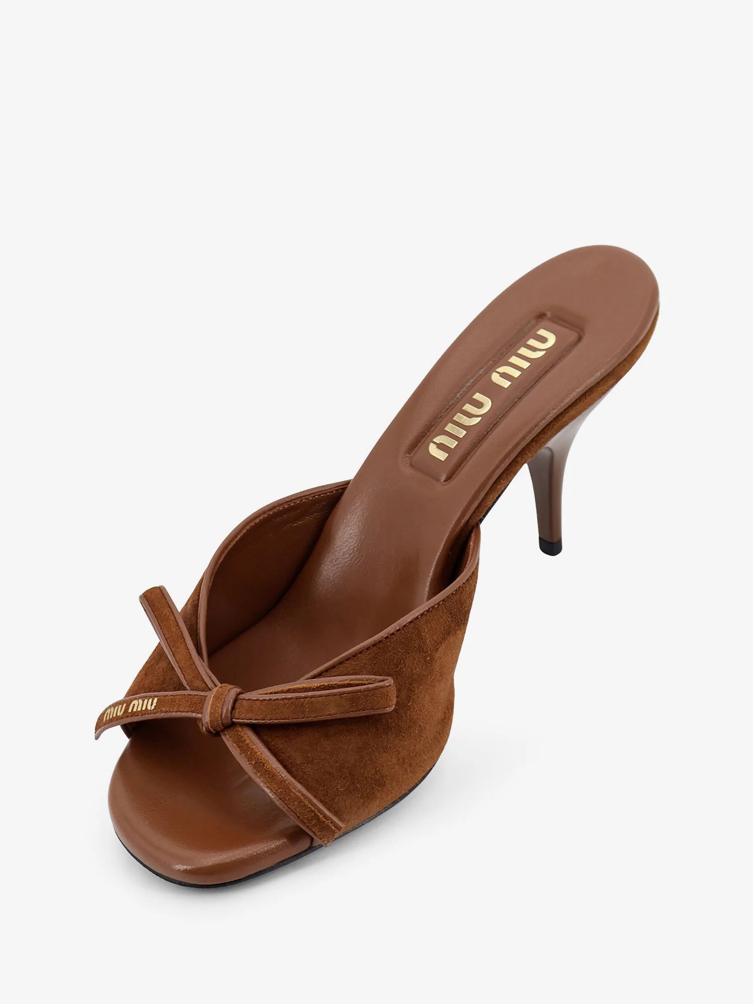 Suede sandals with bow detail on the front
