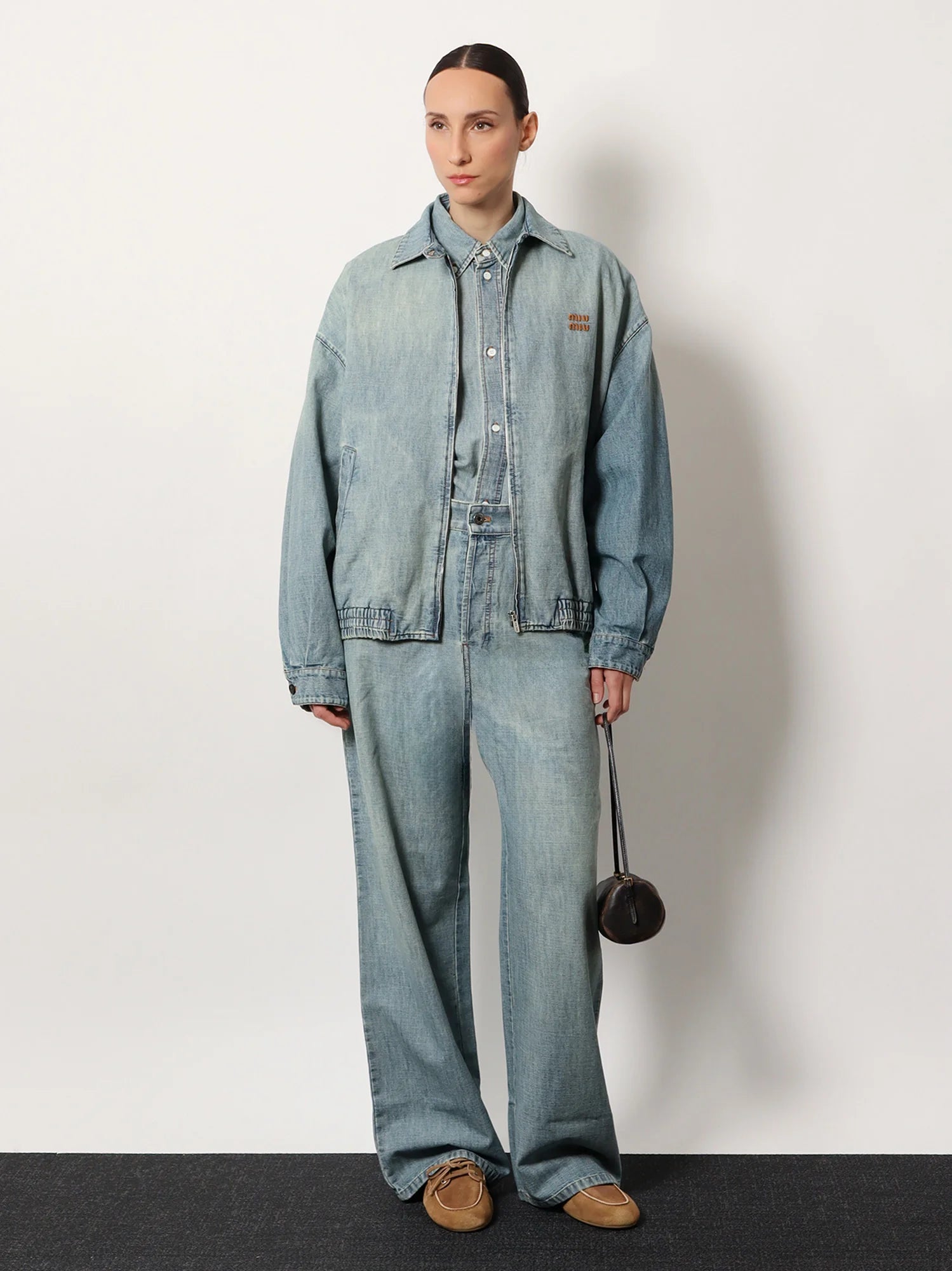 Cotton Jeans with Logo Lettering embroidery