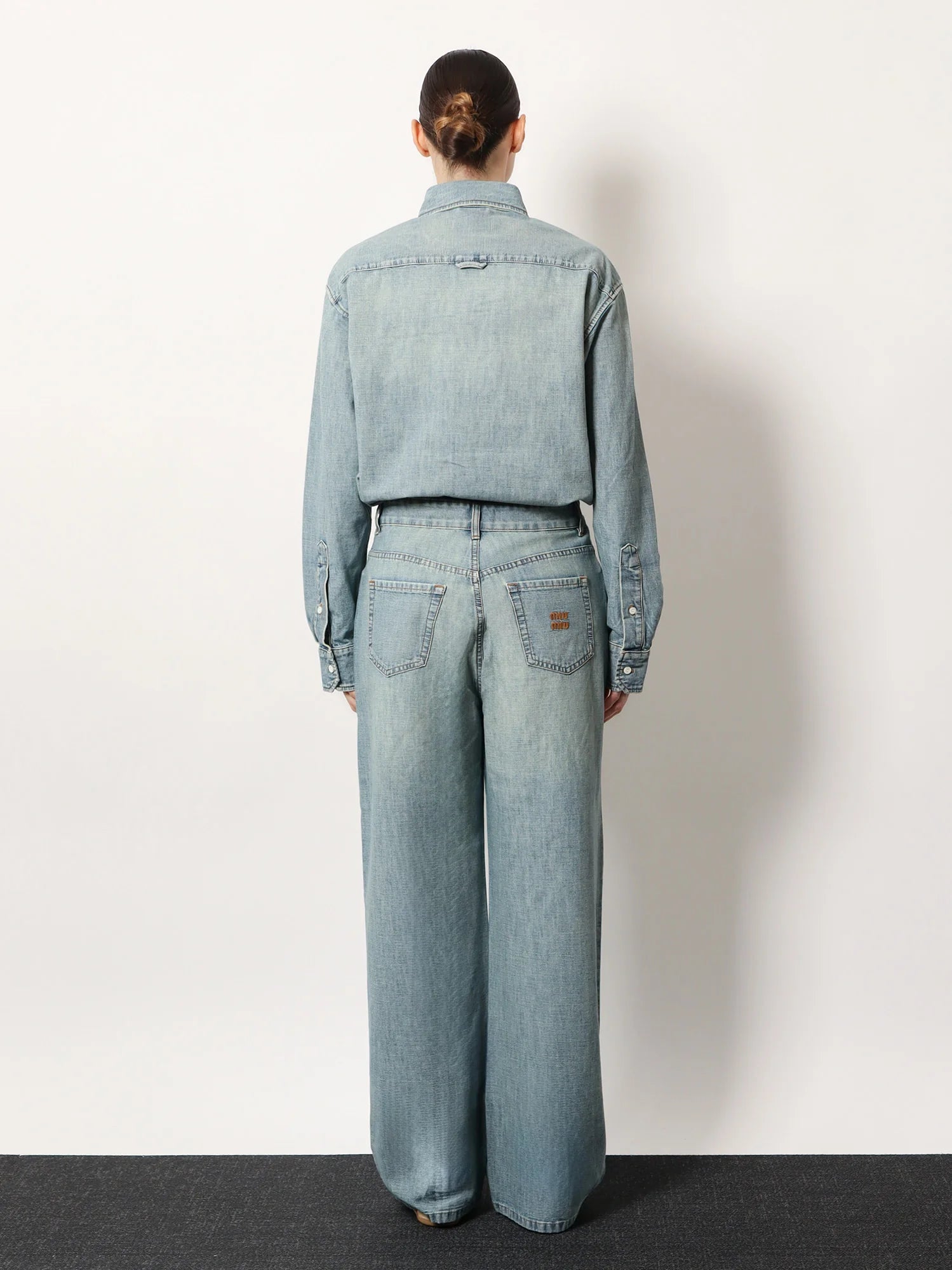Cotton Jeans with Logo Lettering embroidery