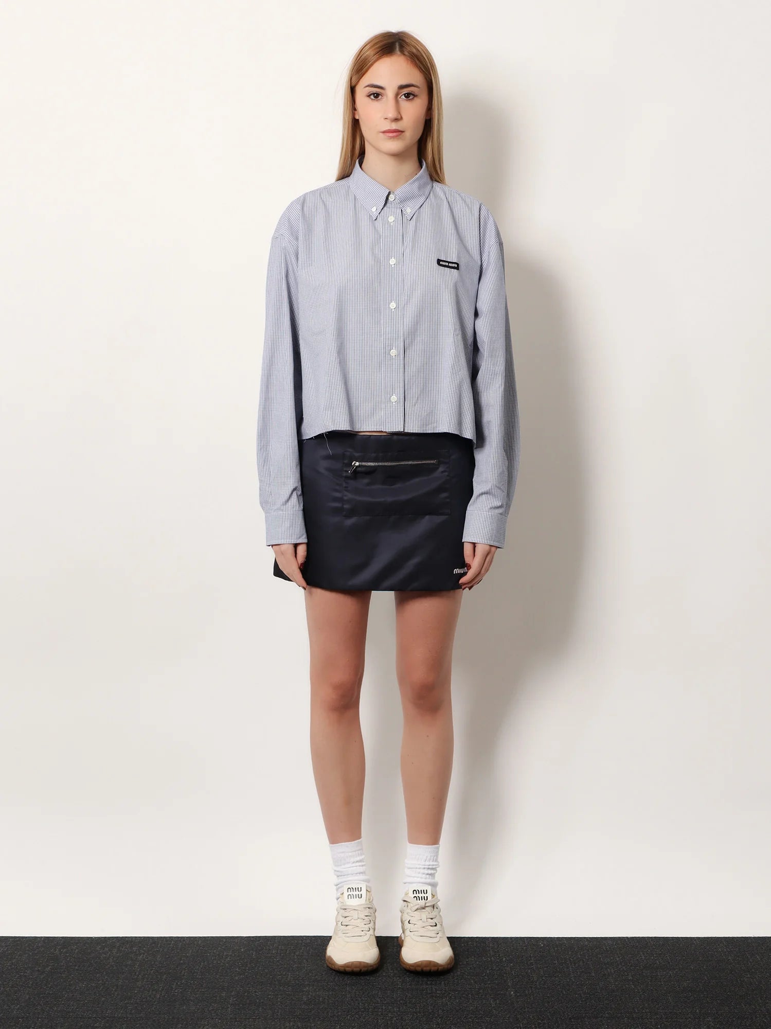 Pin check cotton shirt