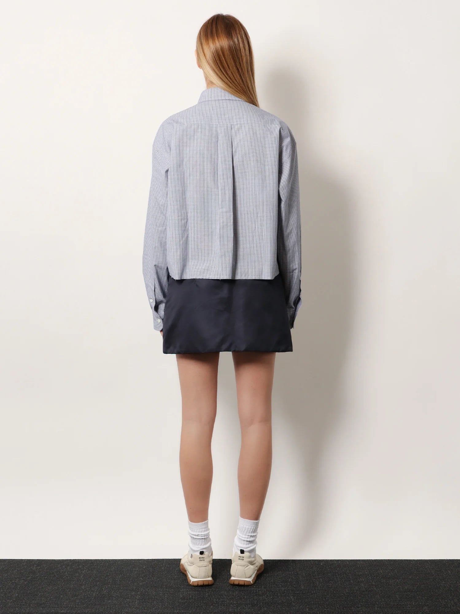 Pin check cotton shirt