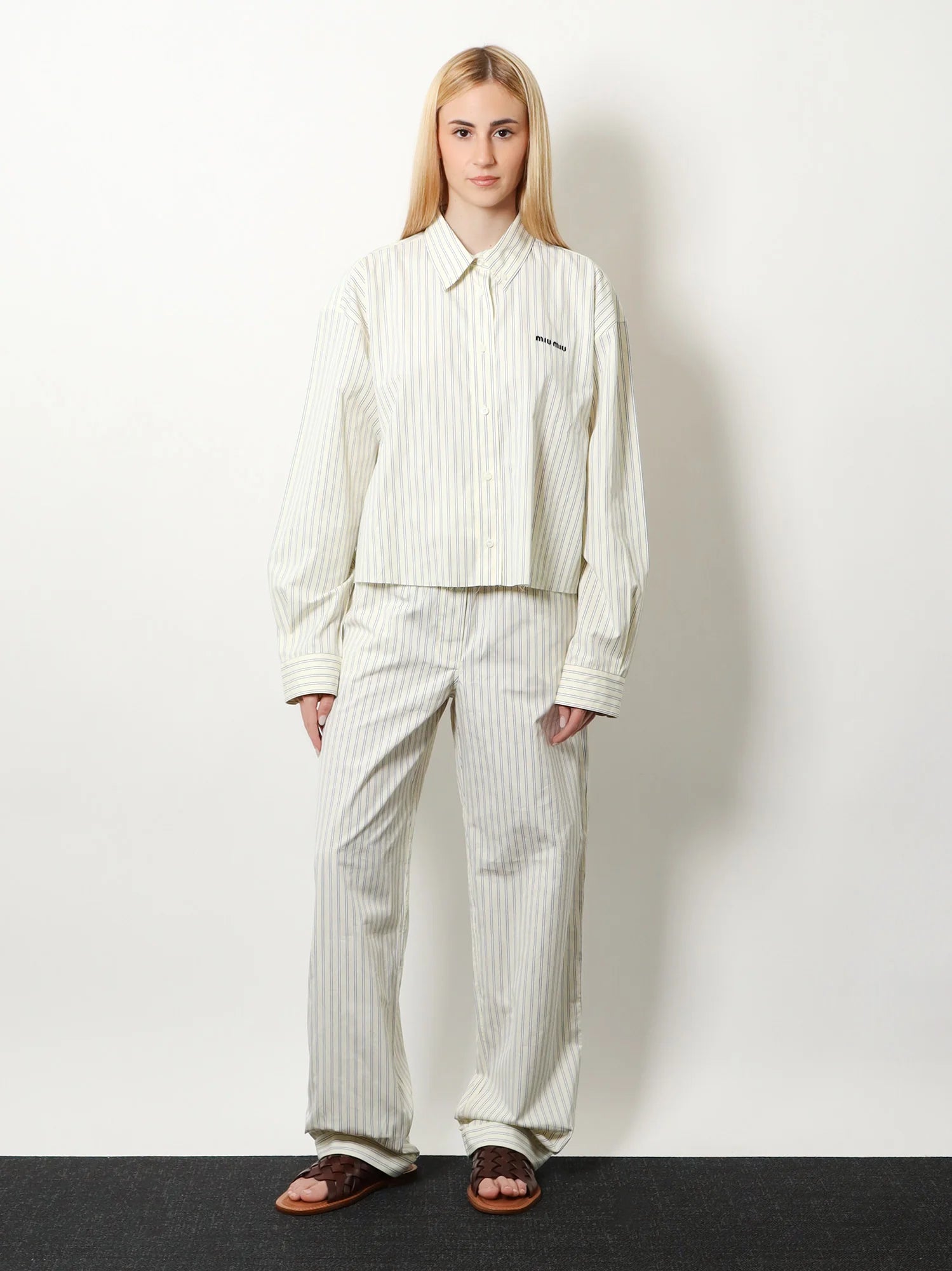 Striped cotton pajama pants