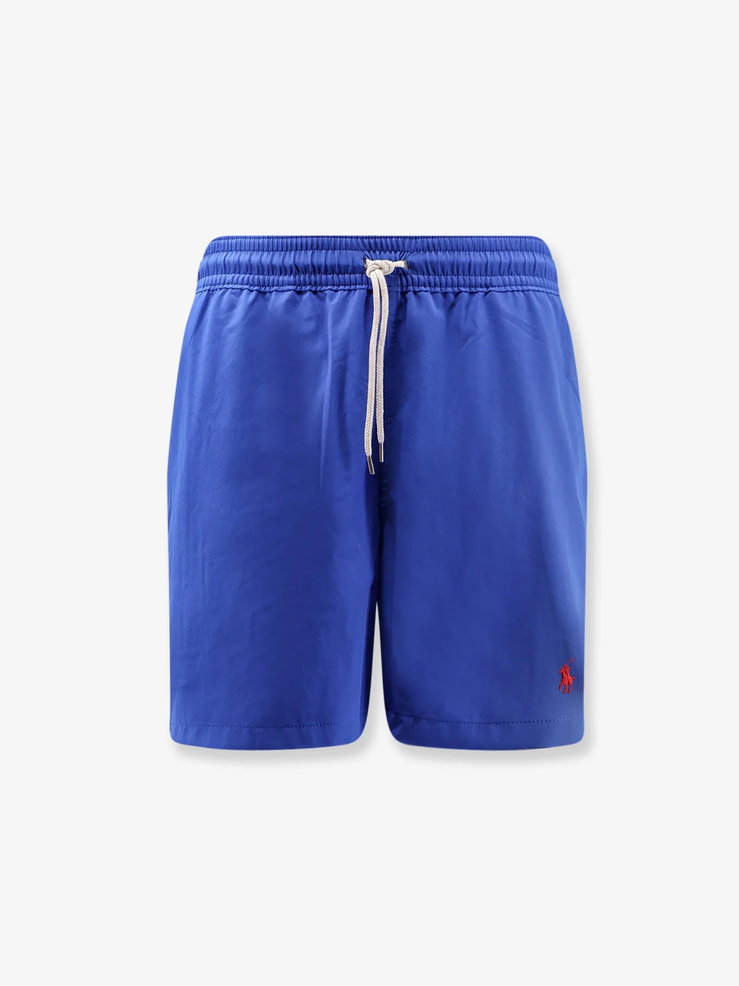 Recycled nylon swim trunks with embroidered logo on the front