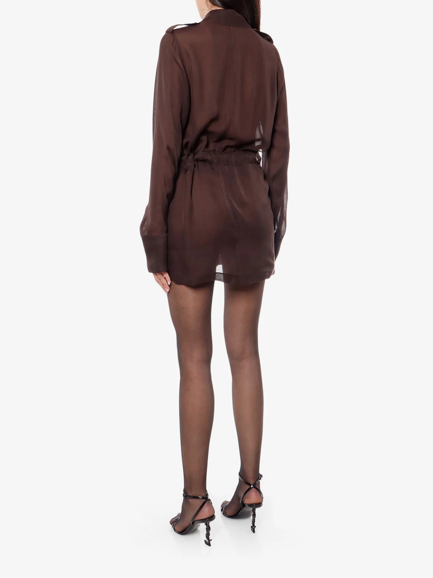 Biologic silk dress with belt at waist