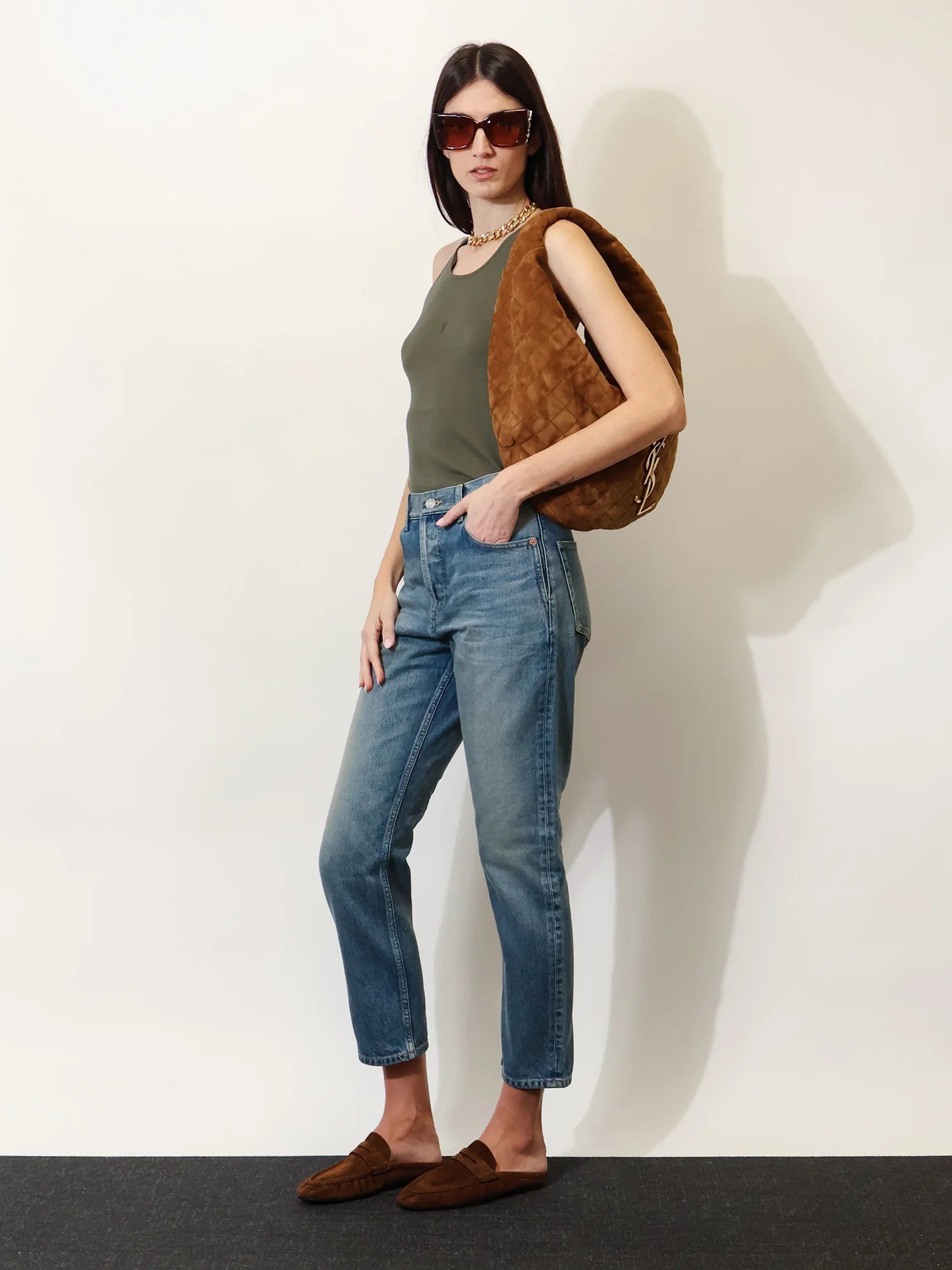 Ankle midi blue denim jeans